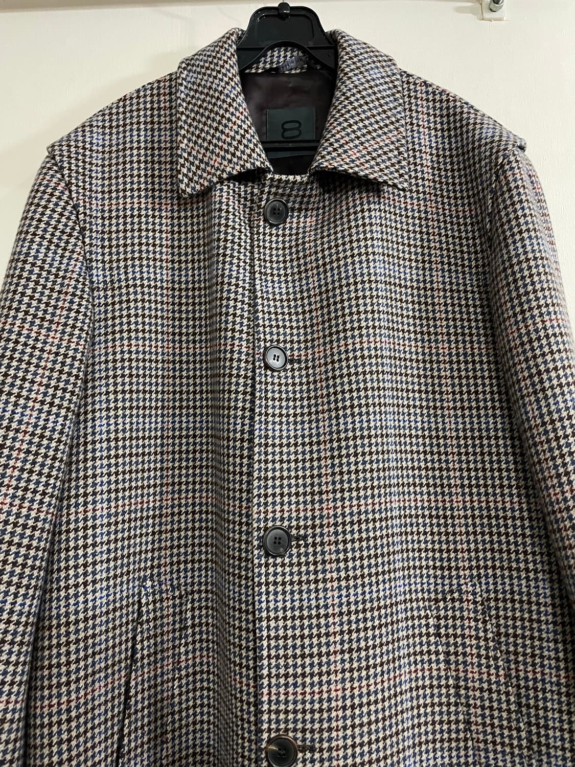 8 by YOOX 이태리제 하운드투스 체크 울 카코트 상품이미지2