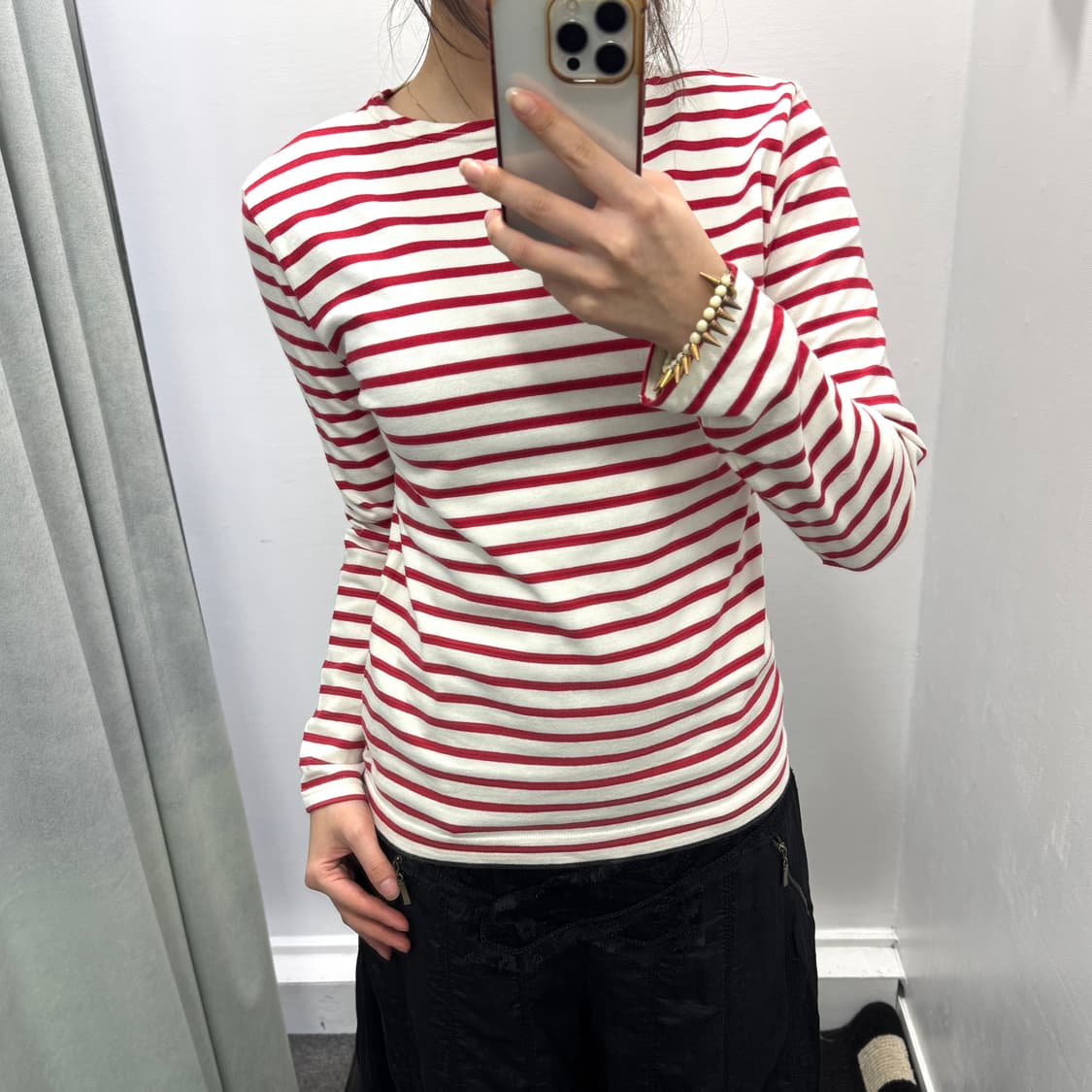 Basiqu 레드 스트라이프 롱슬리브 상품이미지1