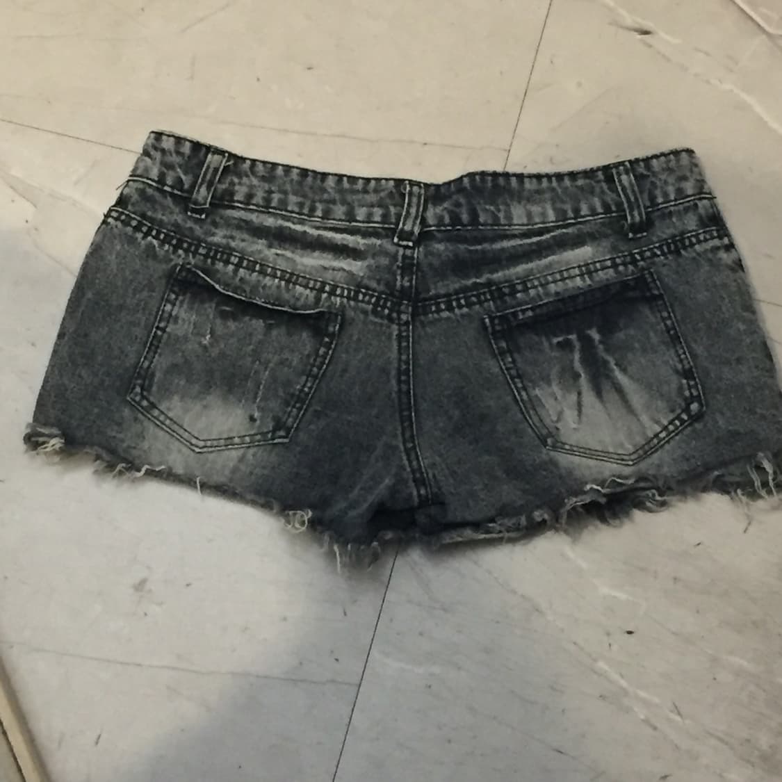 Vintage 갸루 펑크 워싱 데미지 로우 초미니 핫팬츠 상품이미지3