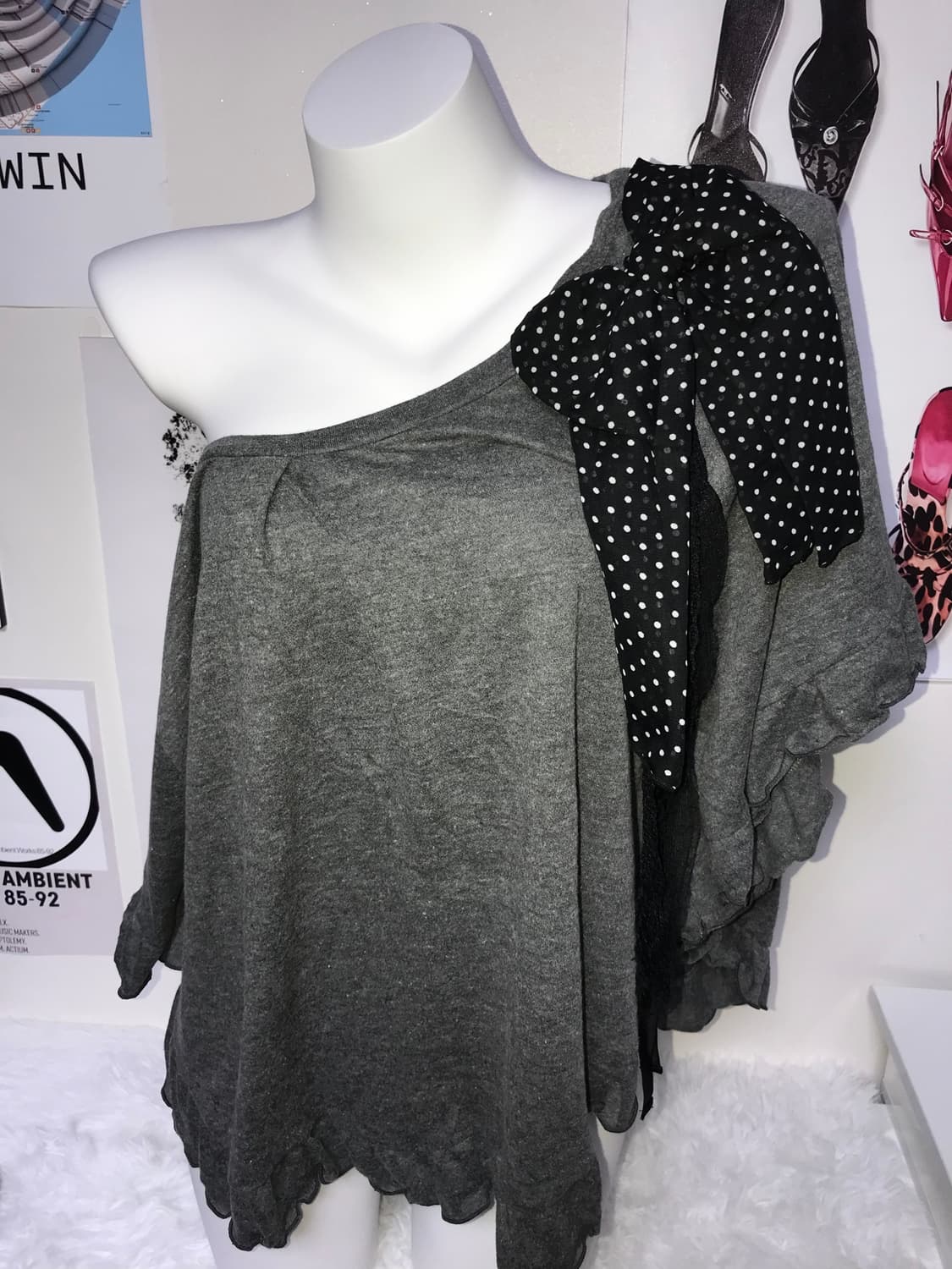 ribbon point grey shawl 상품이미지2