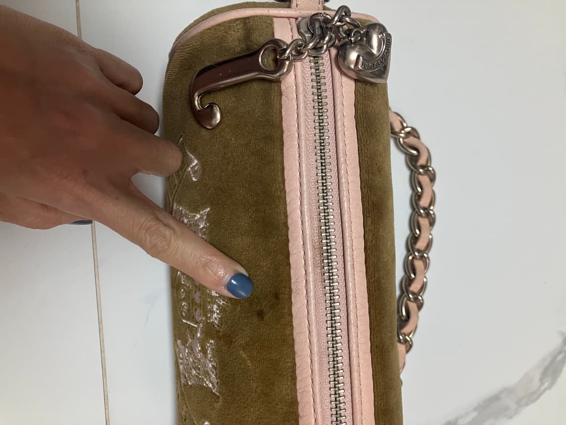 y2k 쥬시 꾸뛰르 배럴백 카키 브라운 & 베이비핑크 상품이미지3