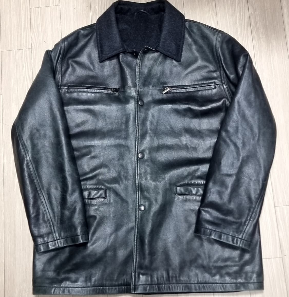 이태리제 듀퐁 블랙 양가죽 자켓 카코트(100-105) 상품이미지1