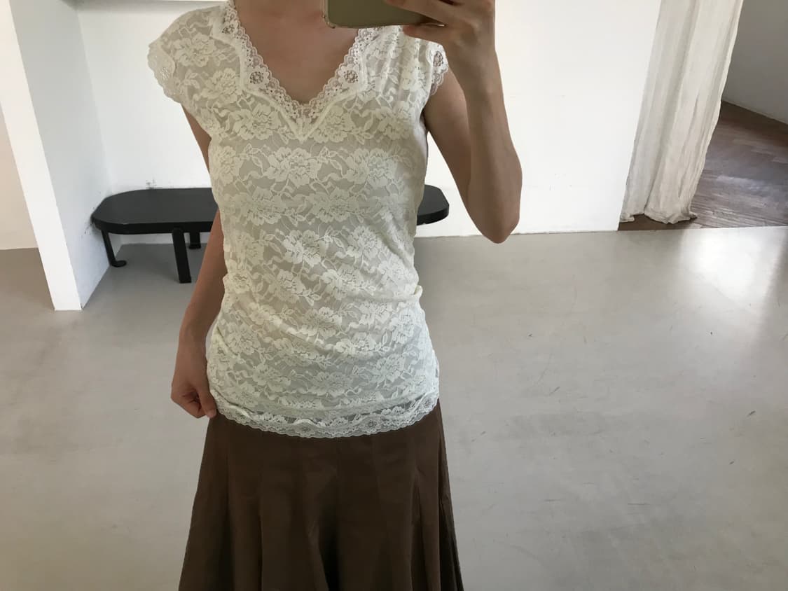 vintage brown pleats skirt 상품이미지6