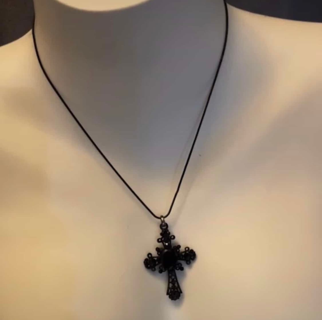빈티지 고스 갸루 펑크 빅 블랙 십자가 목걸이 팬던트 상품이미지2
