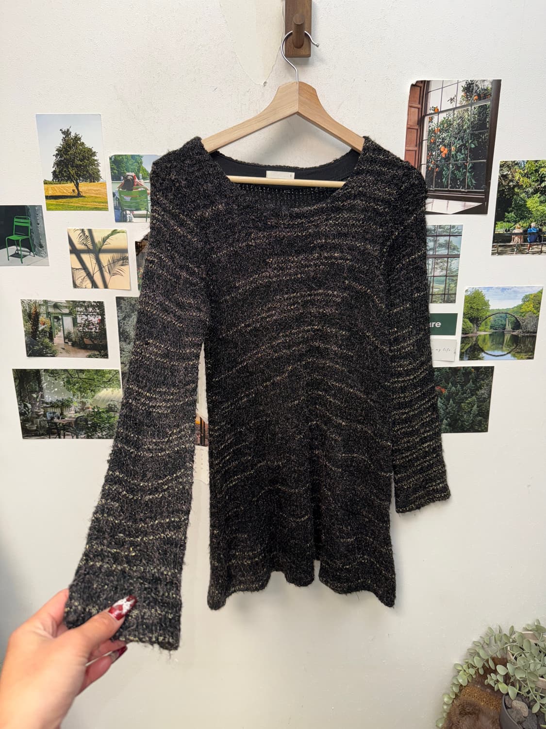 Deep purple gold bokashi knit ops 상품이미지4