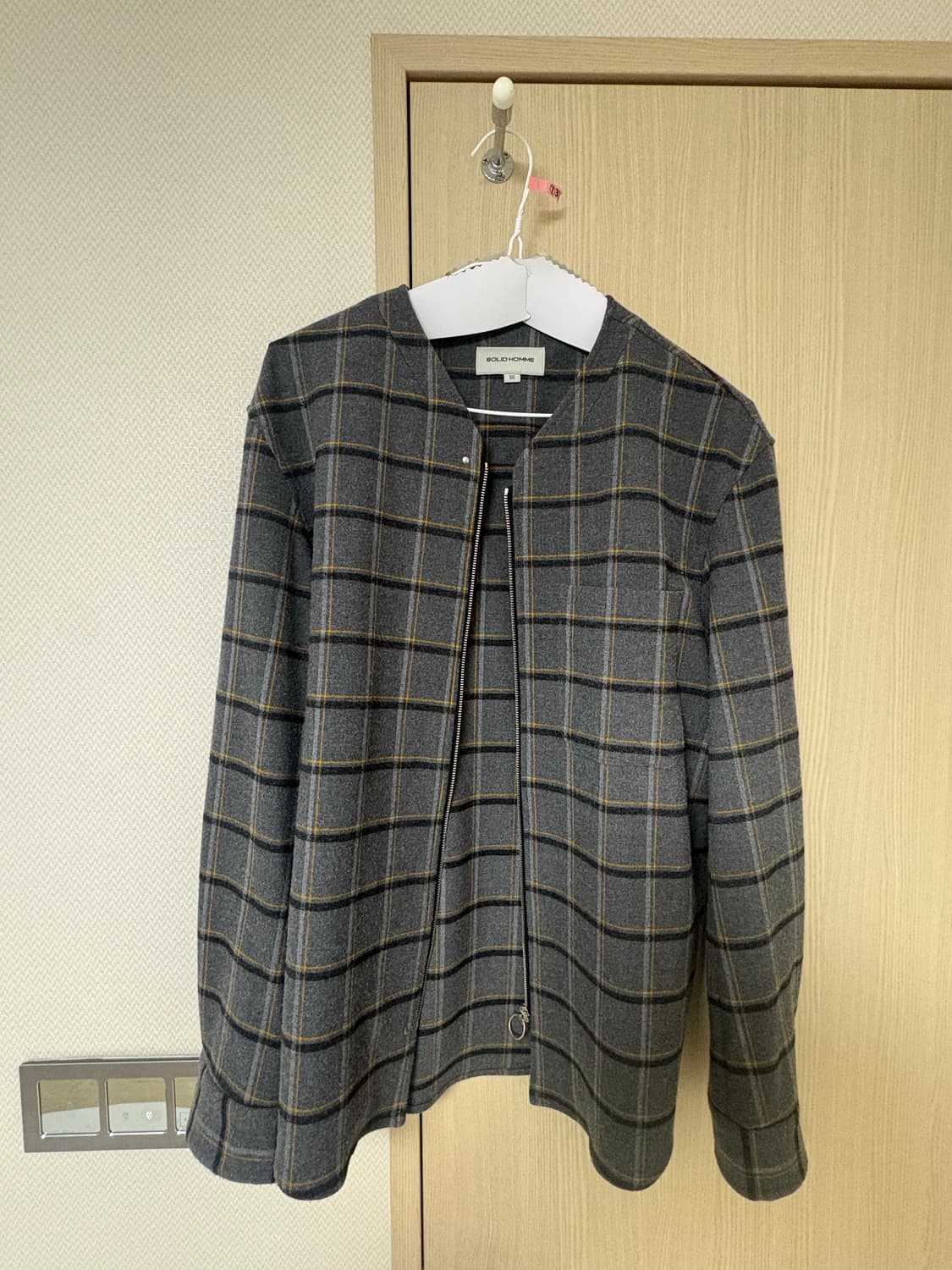 솔리드옴므 체크 지퍼 가디건 105 상품이미지1