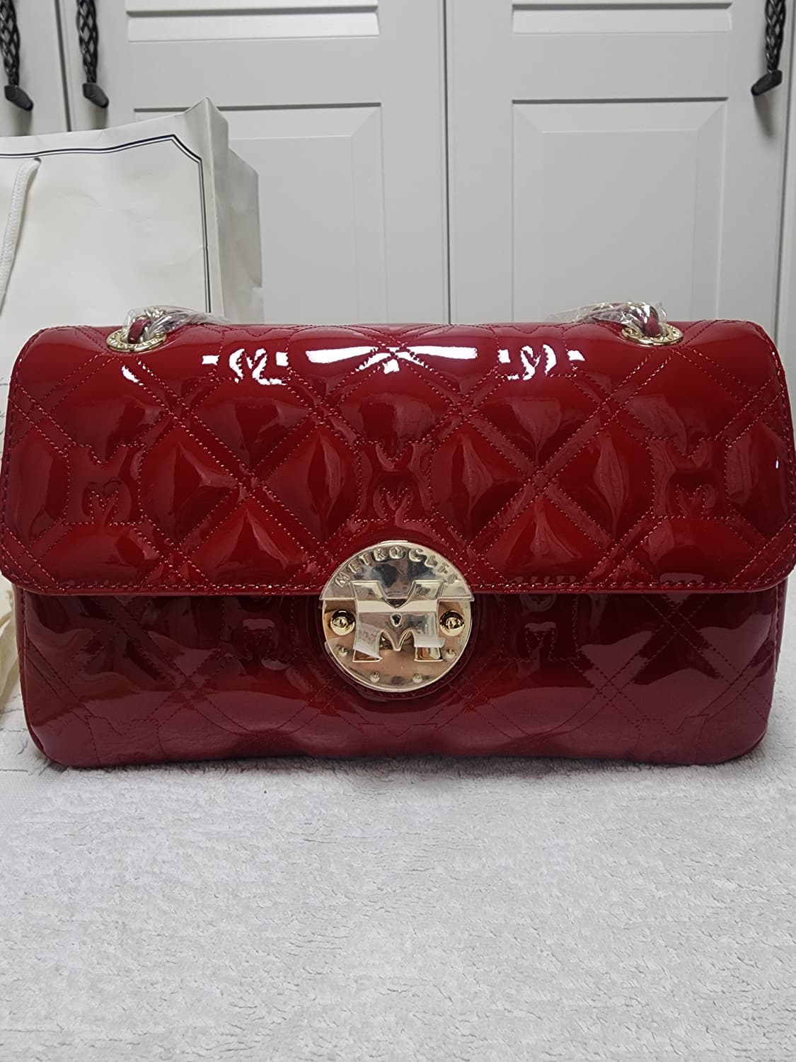 메트로시티 페이던트 리얼 가죽 핸드백 새상품 상품이미지2