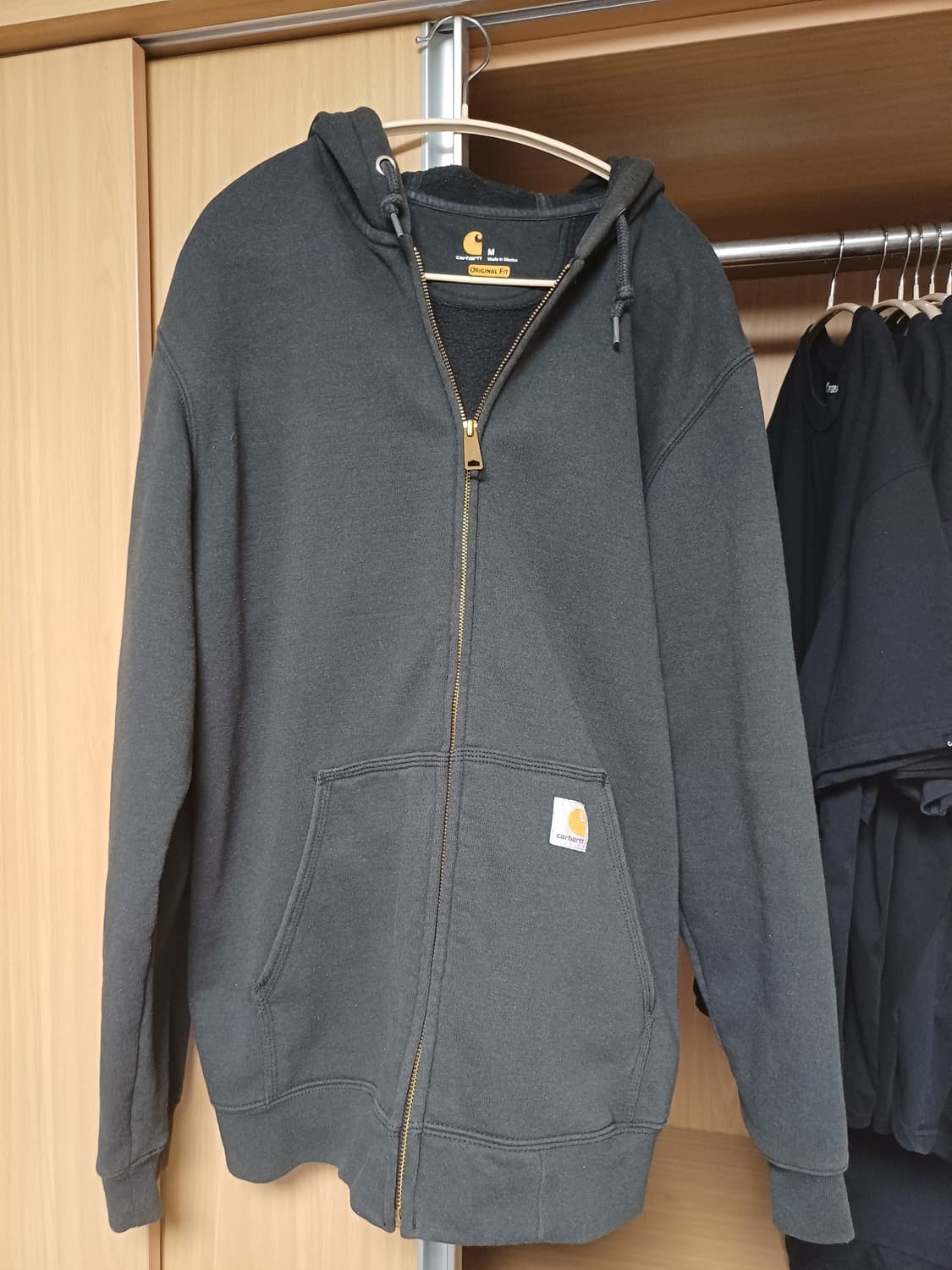 칼하트 루즈핏 미드웨이트 블랙 후드집업 M 상품이미지1