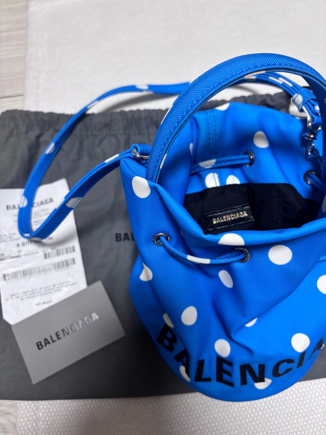 [정품] 발렌시아가 도트 복조리백 버킷백 블루 상품이미지3