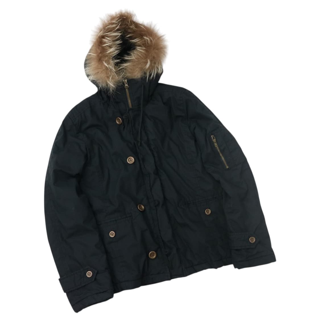 스미스 아메리칸 빈티지 리얼 라쿤 퍼 블랙 밀리터리 파카  상품이미지1