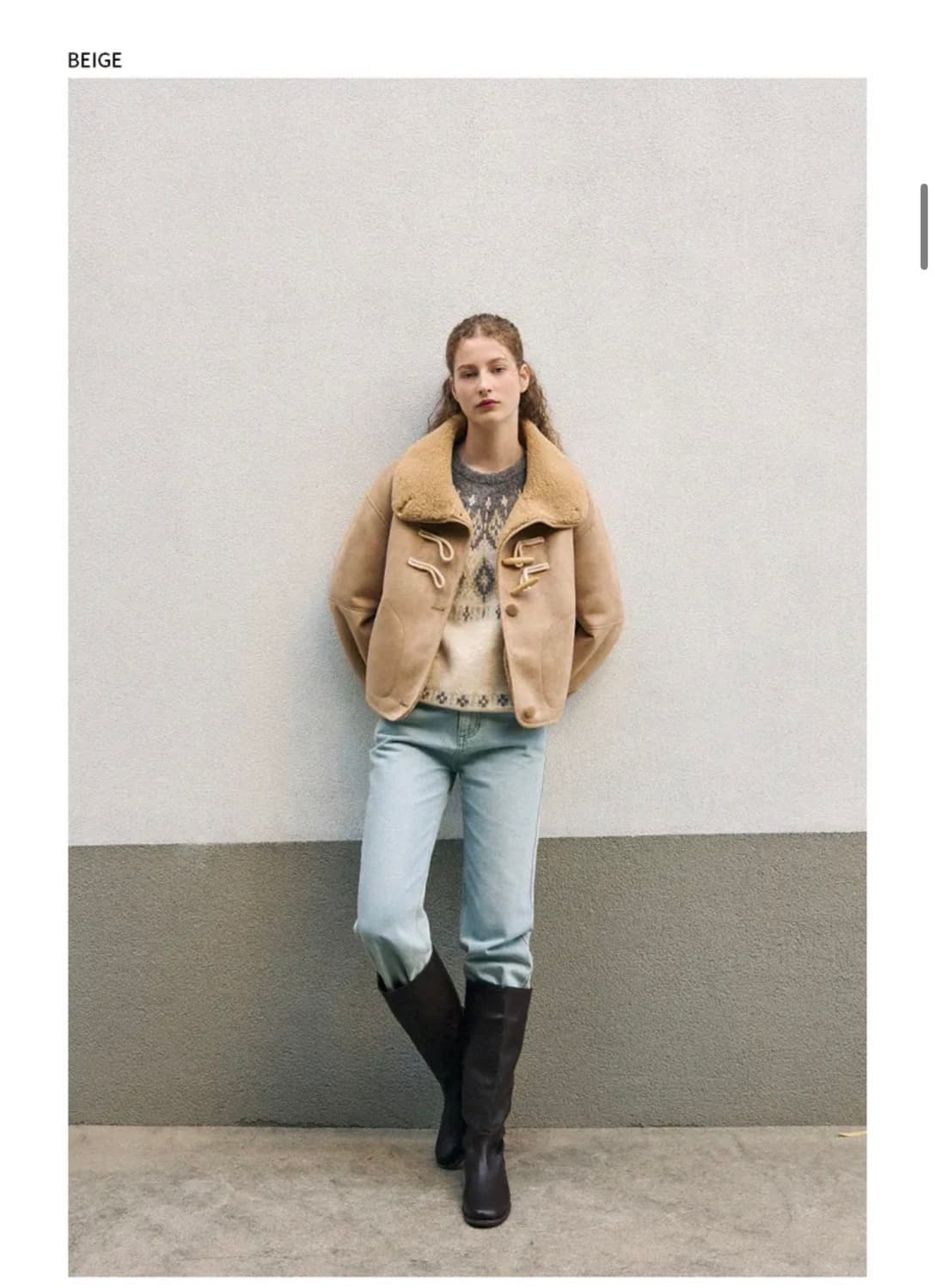 (새상품)(M) 드로우핏 우먼 우드 버튼 오버핏 시어링 자켓 무스탕 판매 상품이미지3