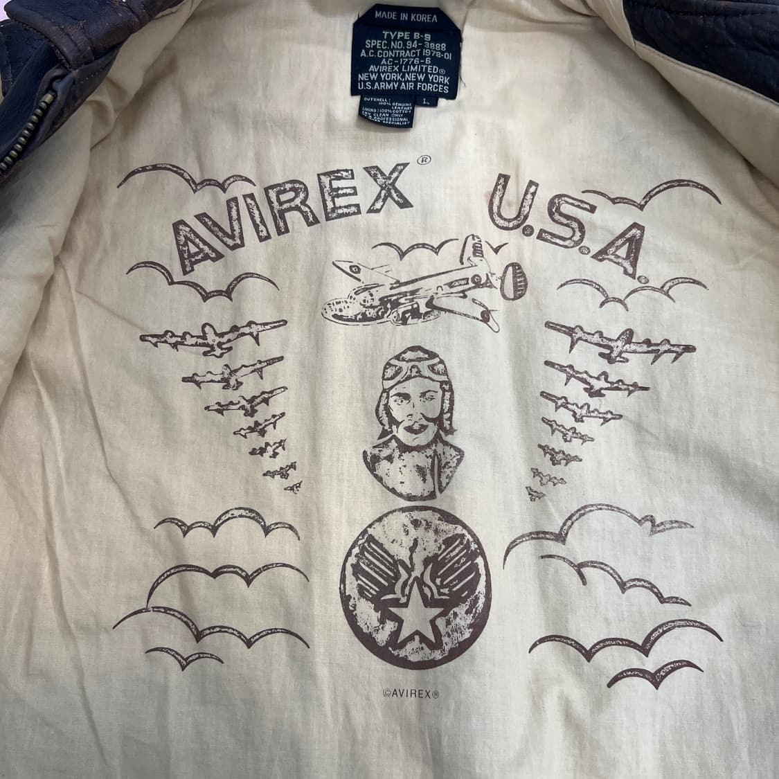 Avirex 아비렉스 B-9 레더 베스트 L 상품이미지6