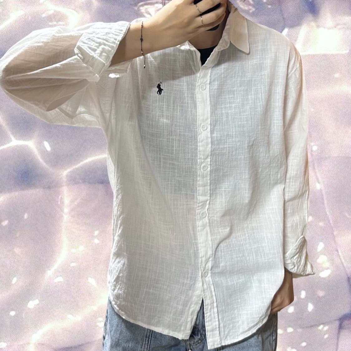 폴로 랄프로렌 린넨 셔츠 화이트 S 상품이미지1