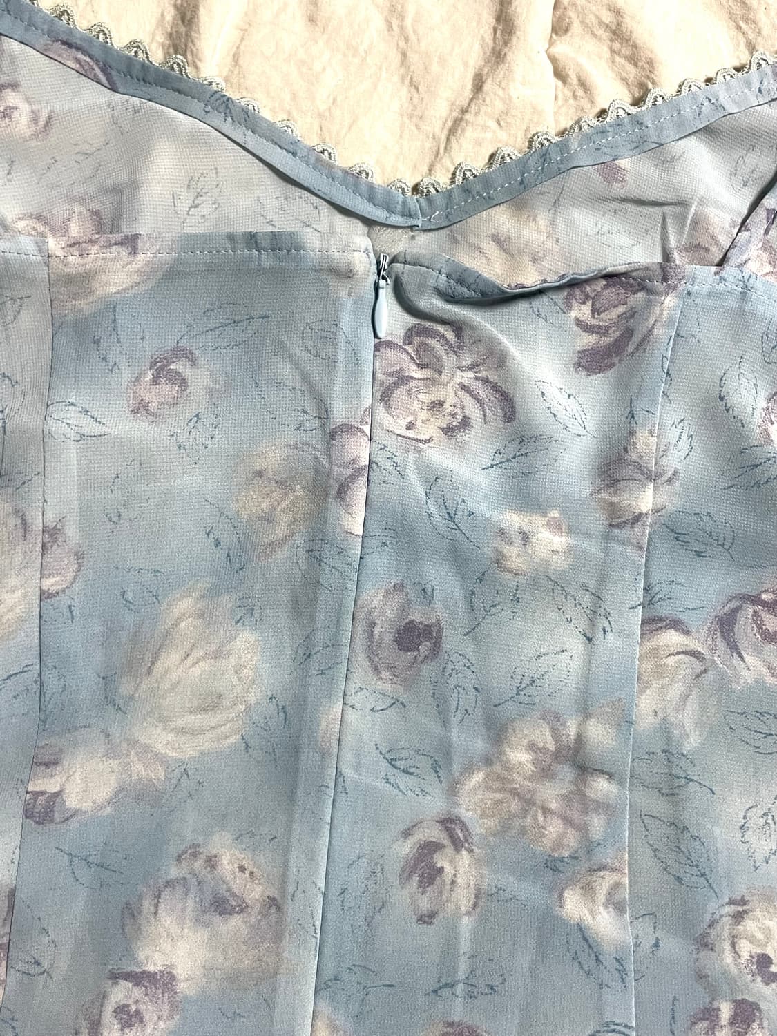 JP vintage blue flowery slip onepiece 상품이미지2