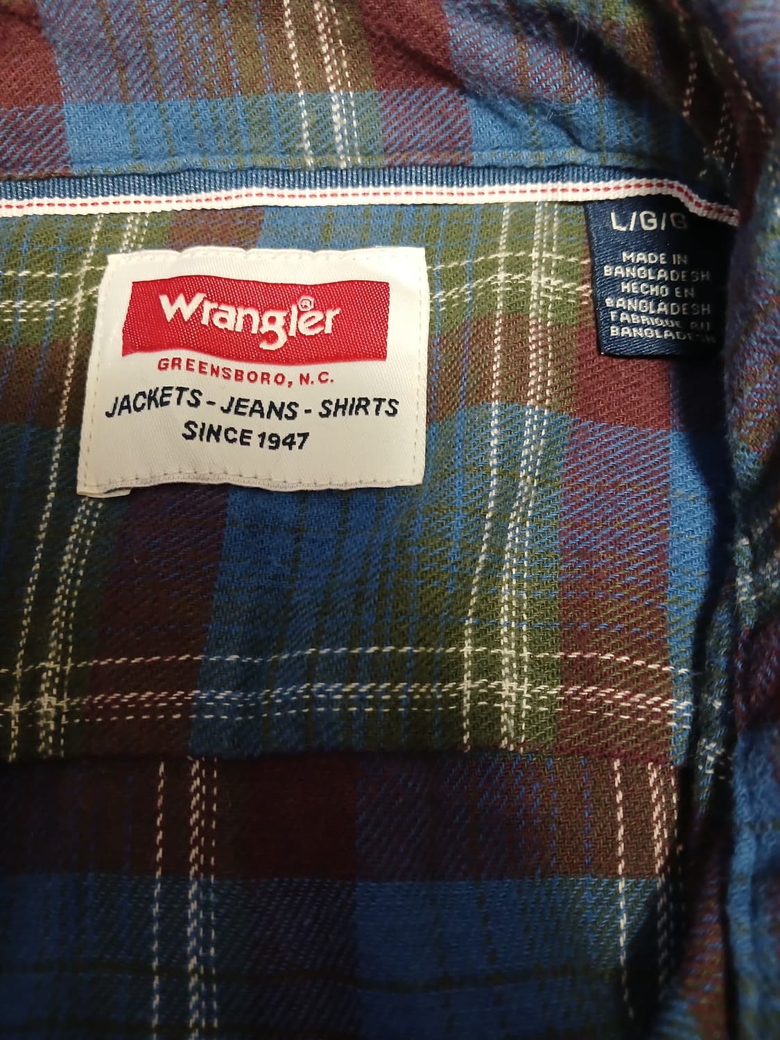 랭글러 블루 체크 셔츠 상품이미지2