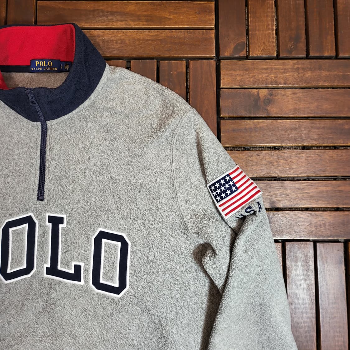 폴로 랄프로렌 빅로고 성조기 반집업 후리스 (L) 상품이미지3