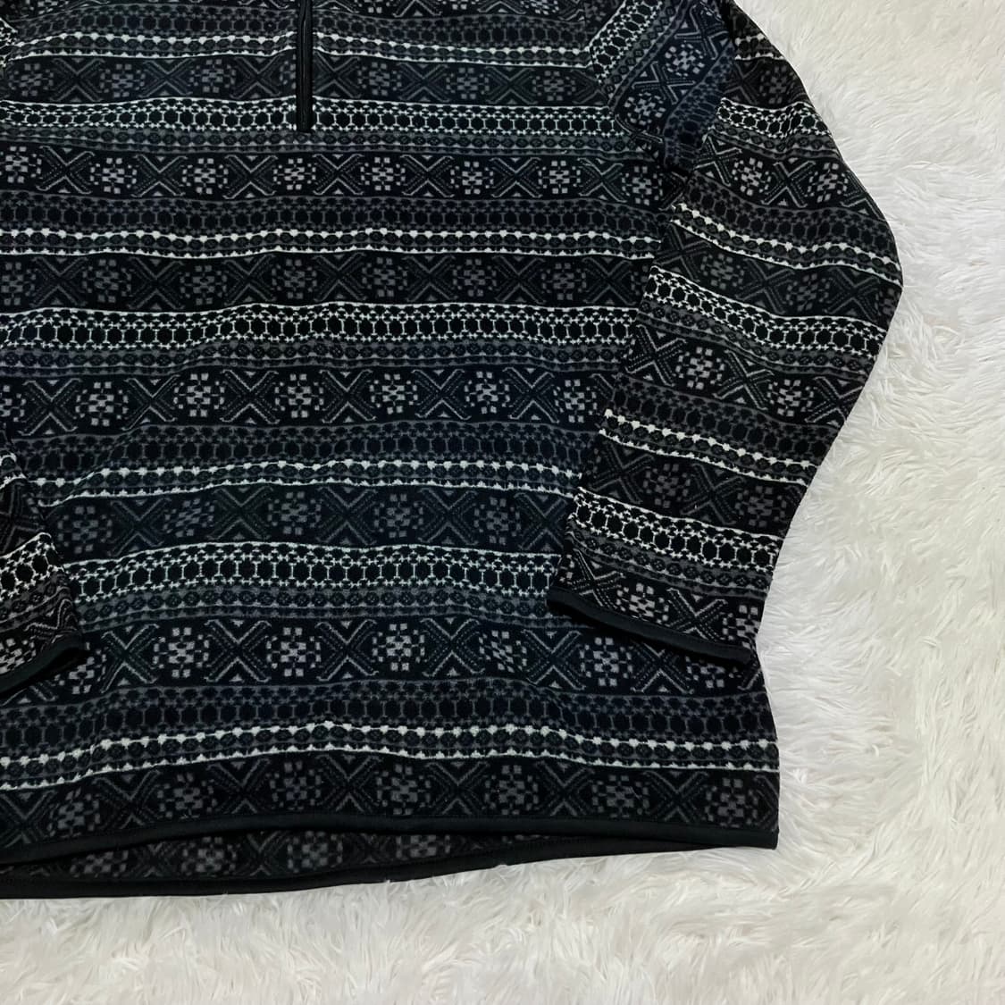 빈티지 네이비 노드 패턴 반집업 후리스 856 y2k 스트릿 모리 갸루  상품이미지4