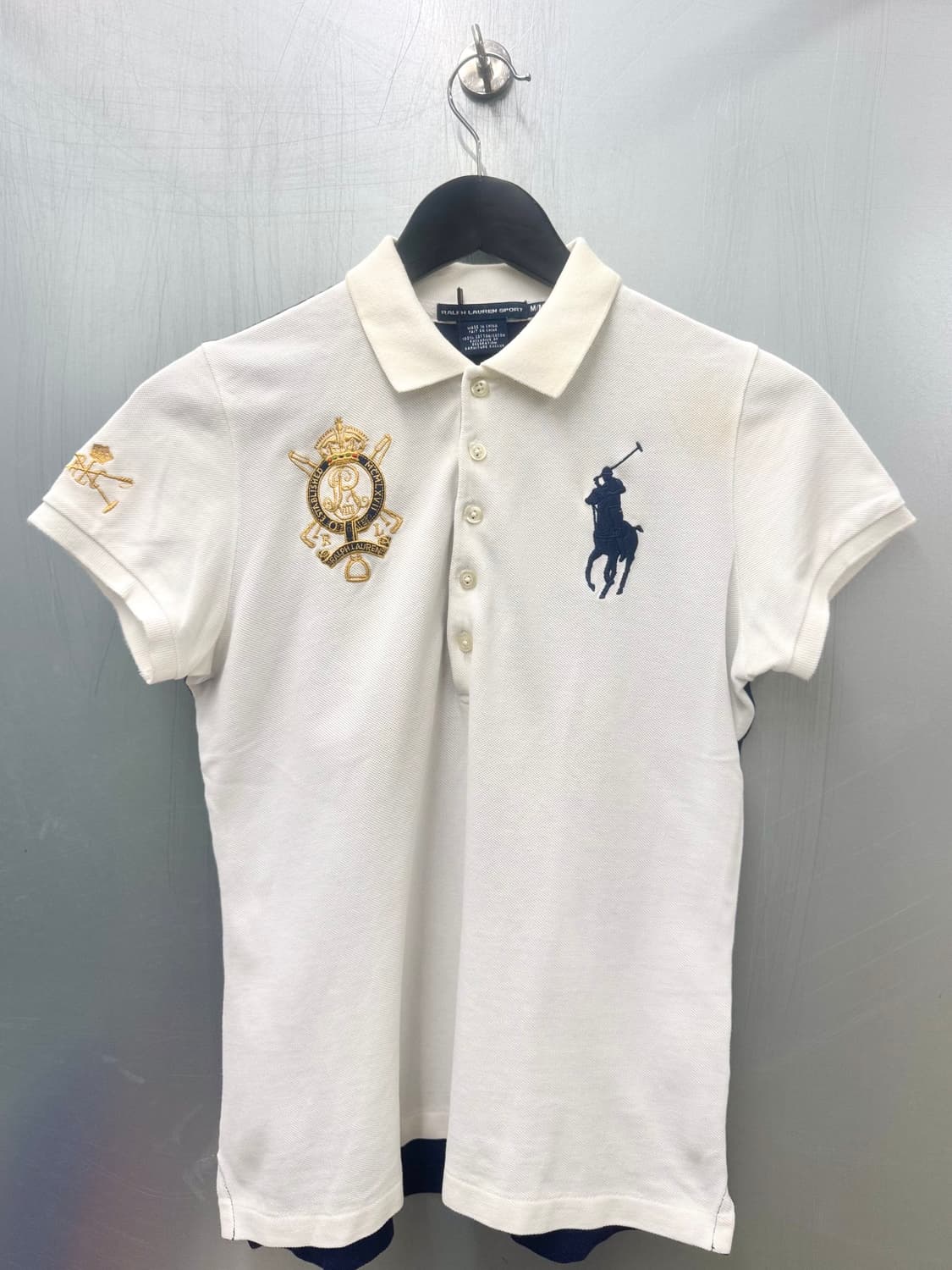 Polo sports 빅포니 크레스트 패치 화이트 컬러 반소매 카라티 상품이미지1