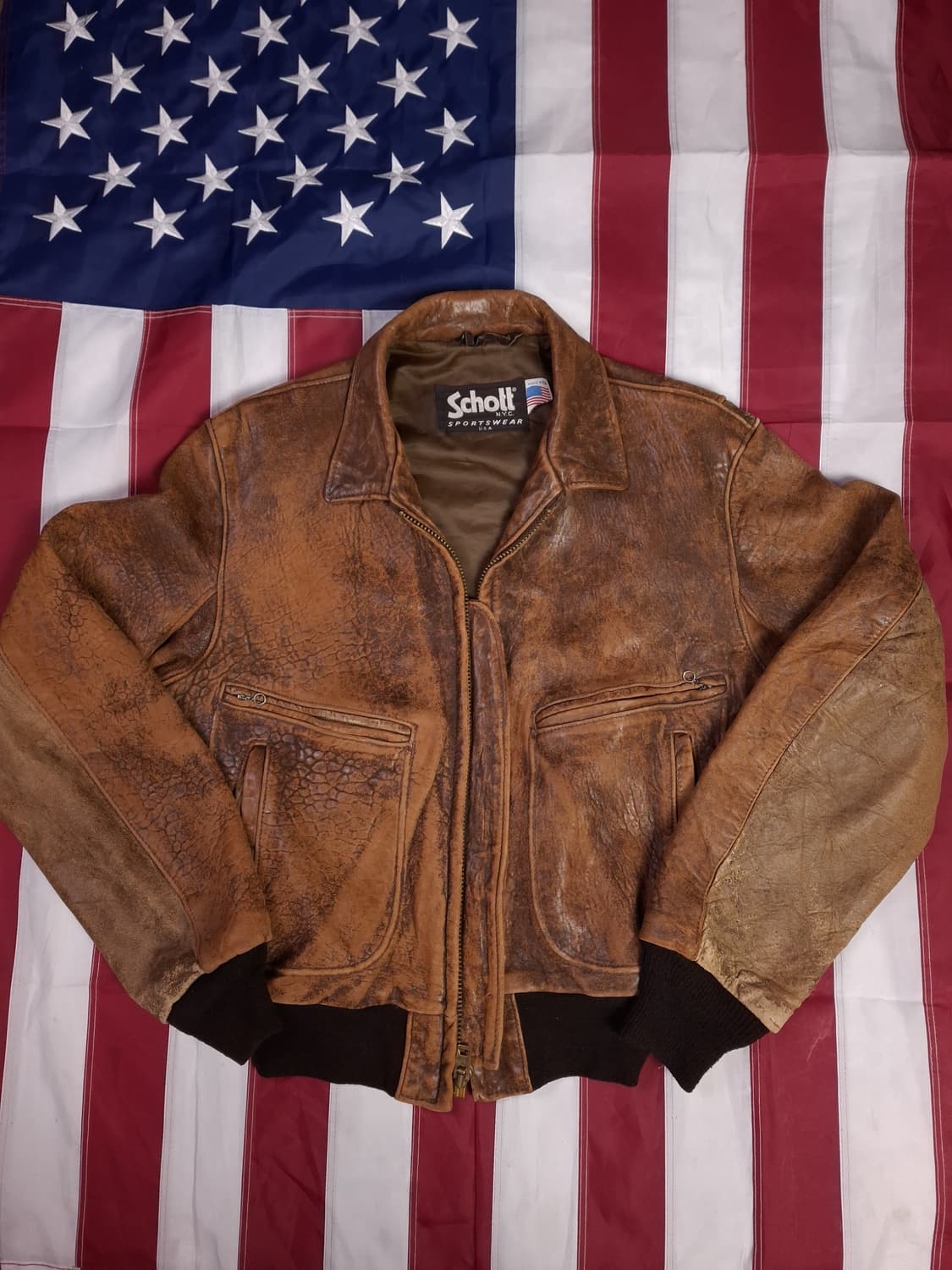 오리지날 미국제조 쇼트 리얼레더 항공점퍼 상품이미지2