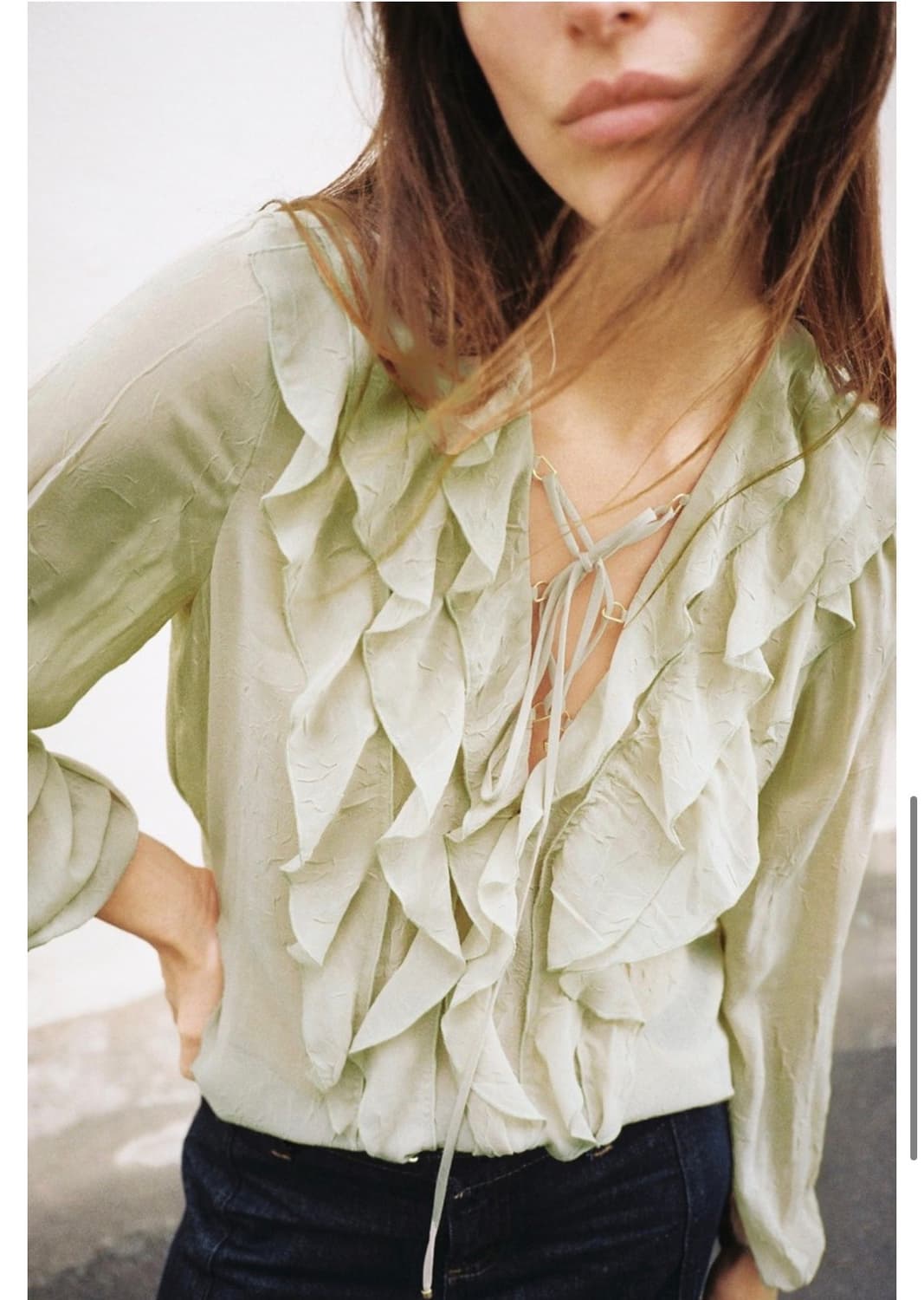 [새상품] ZARA 자라 프릴 세미 시스루 블라우스 상품이미지1