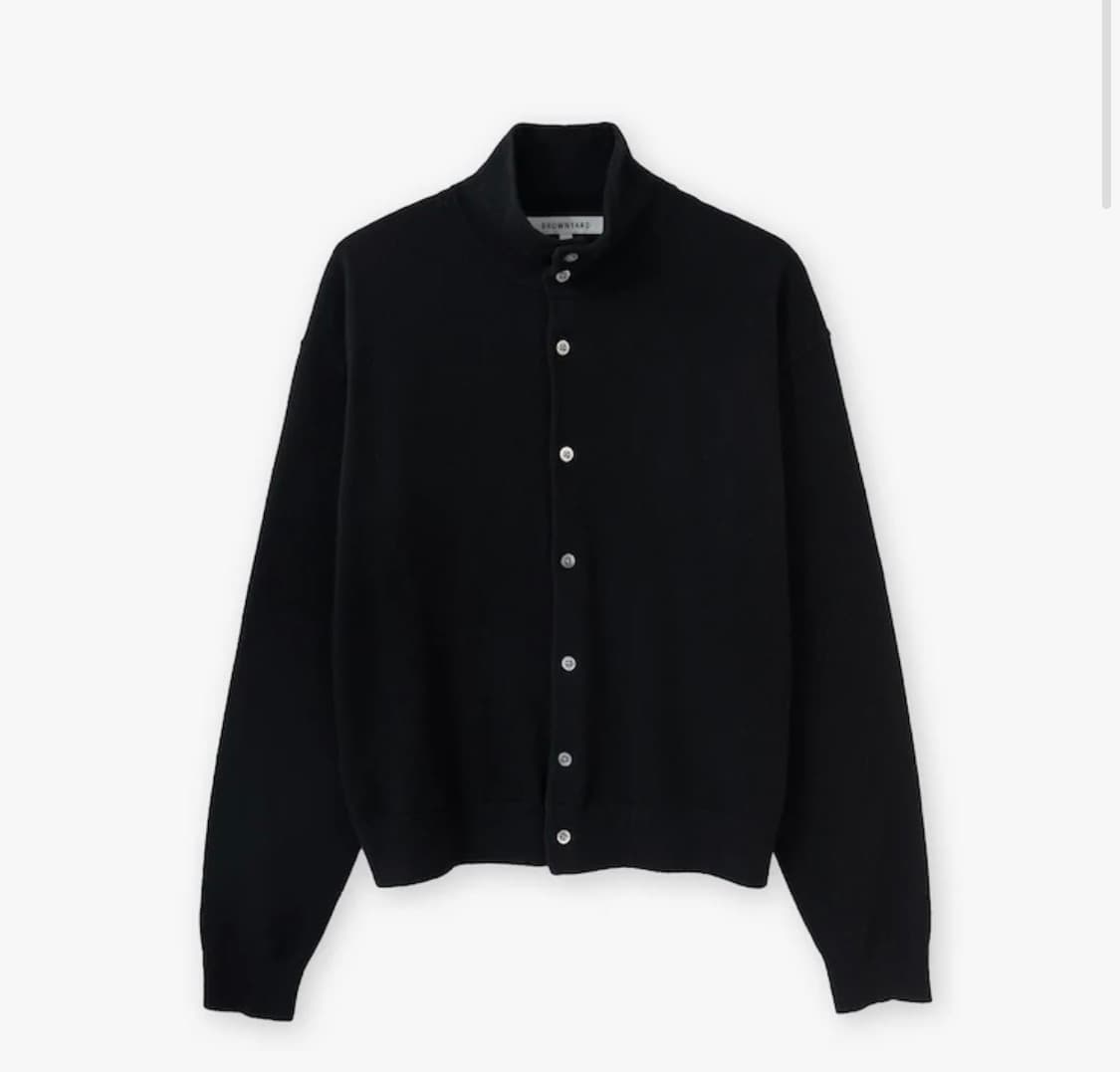 브라운야드 캐시미어 스탠드카라 가디건 블랙(4) 상품이미지1