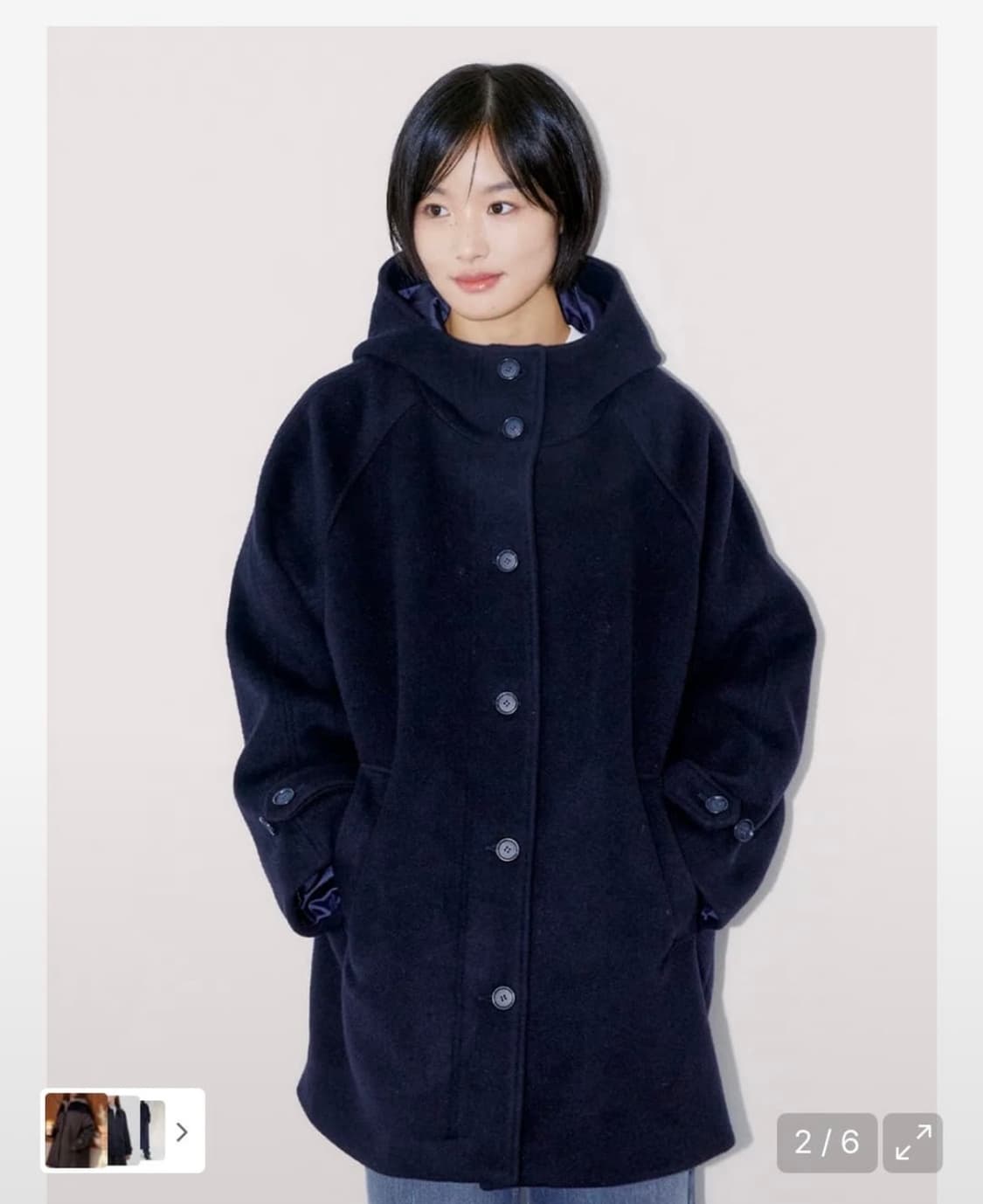 [무료배송] Oafish 오피쉬 리치 울 하프코트 네이비 상품이미지2