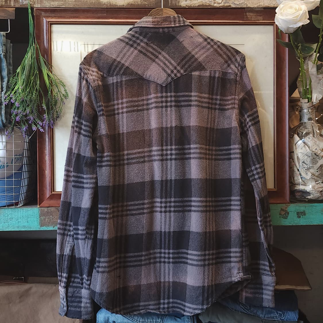 00s 리바이스 빈티지 체크셔츠 헤비 플란넬 웨스턴 셔츠 썬페이딩 m 상품이미지3