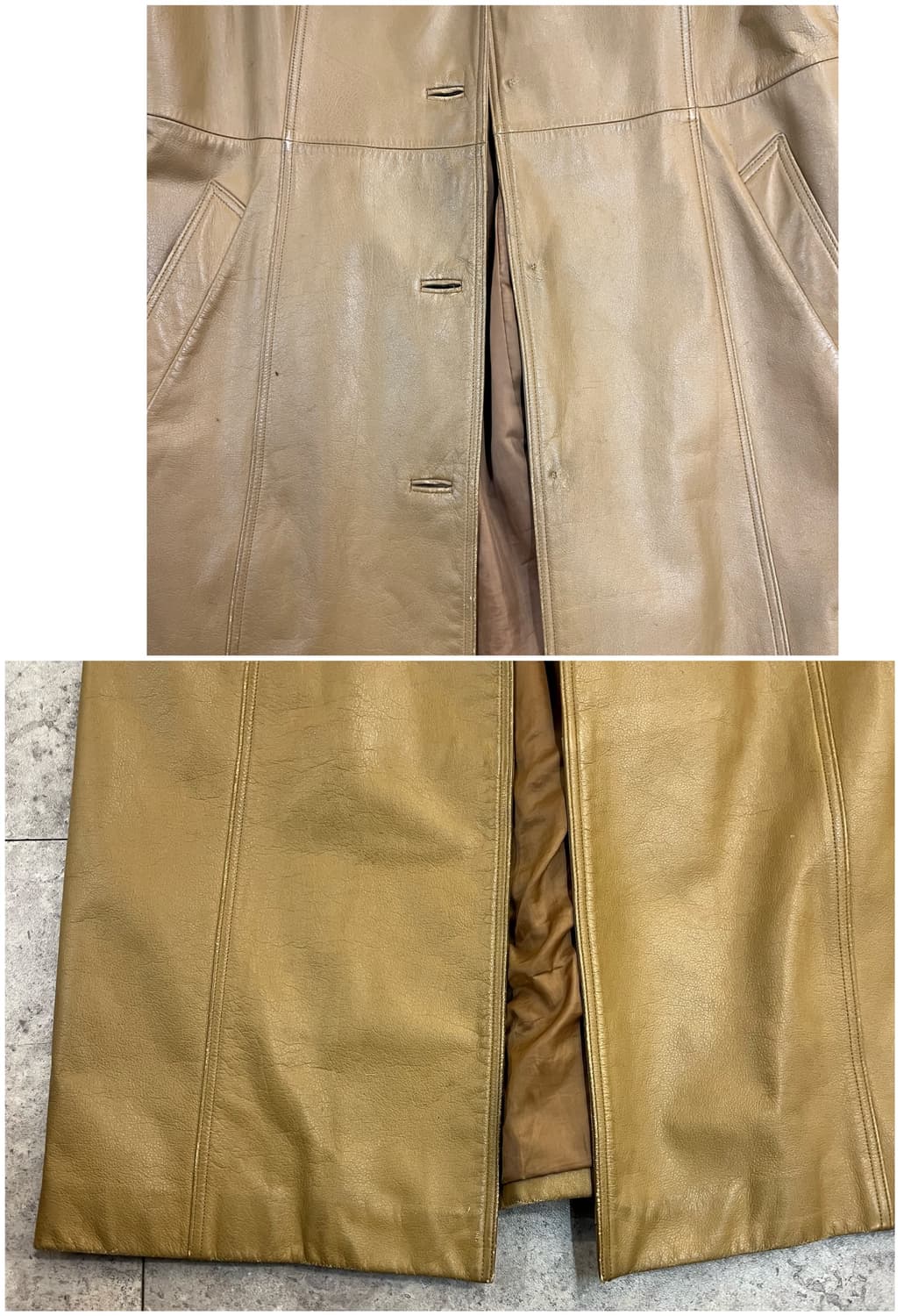 빈티지 레더 롱 자켓 카멜 #csz2838 상품이미지5