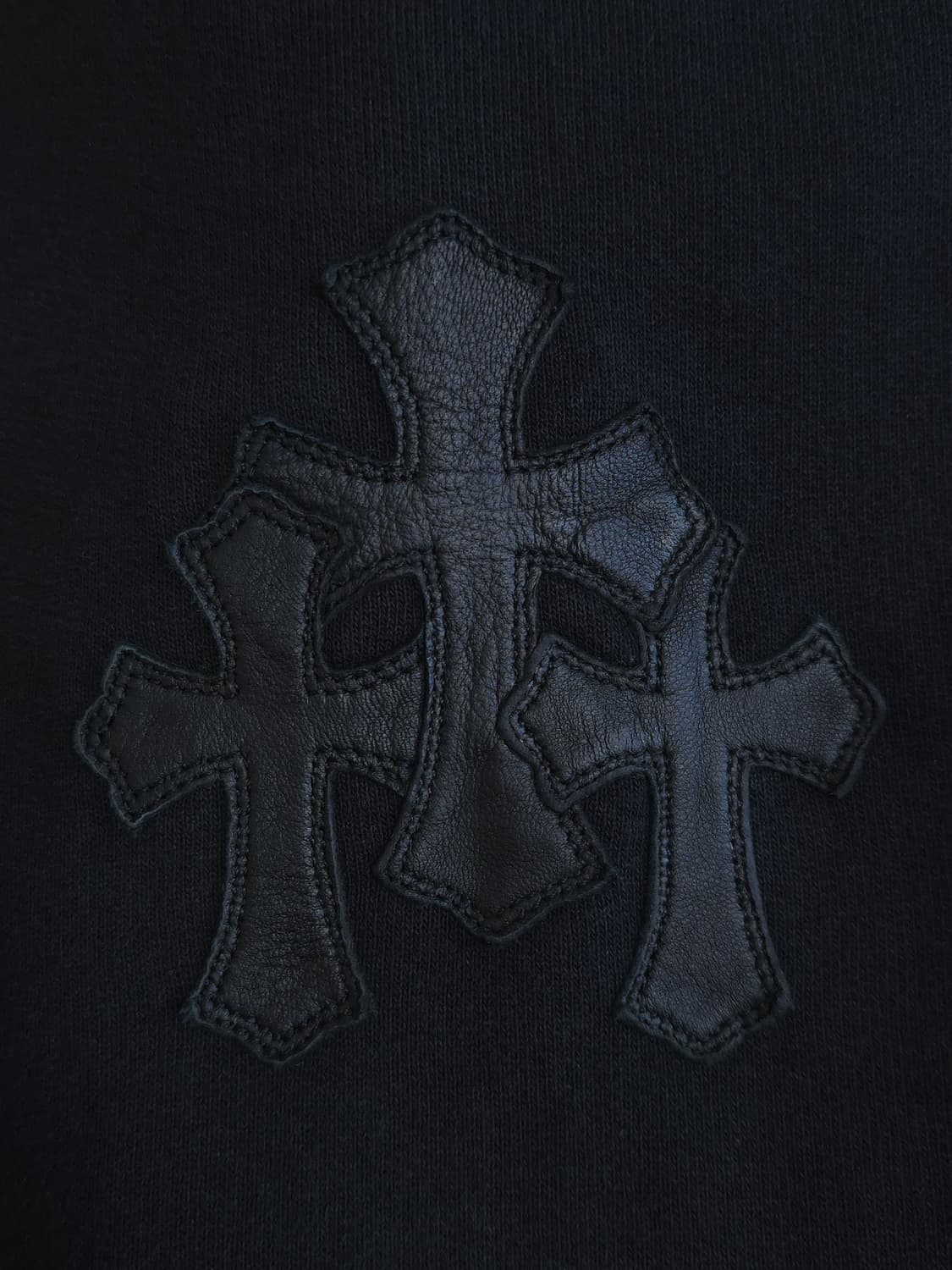 [XXL] 크롬하츠 레더패치 페이퍼잼 후드 블랙 상품이미지4