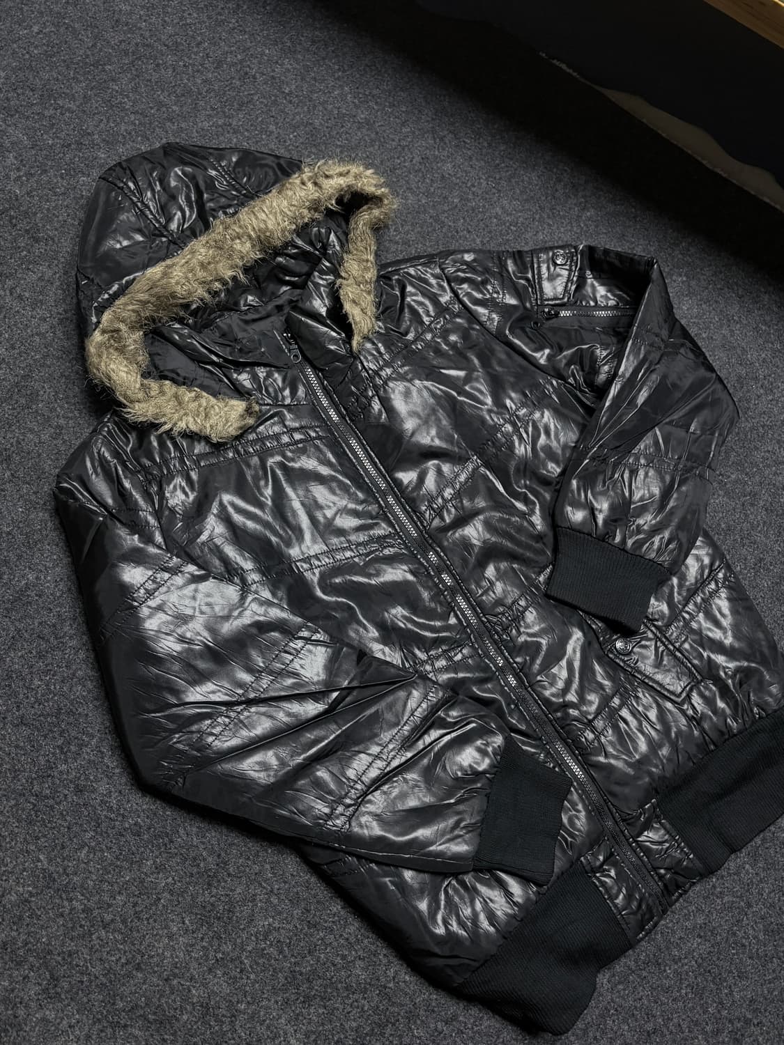 Vintage 00's v-kei Y2k Punk fur hood 상품이미지5