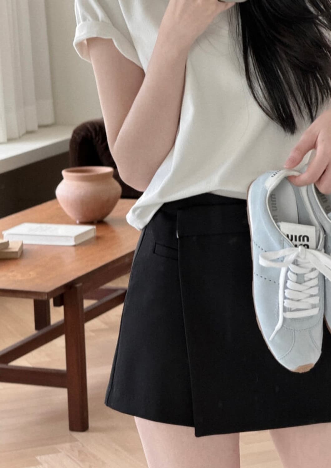 Uur 유유알 브리드 랩 스커트-팬츠 [블랙] 상품이미지2