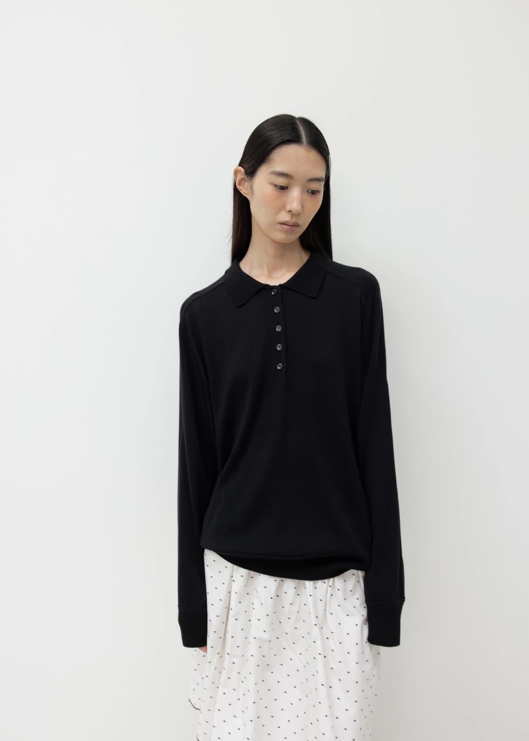 GBH 26SS WOOL SILK POLO KNIT / BLACK 상품이미지1