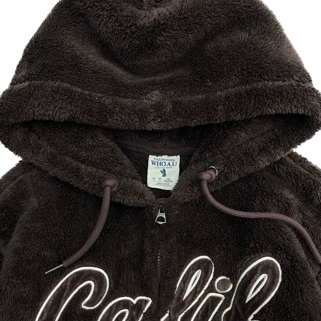 후아유 센터로고 브라운 후리스 후드집업 S 상품이미지7