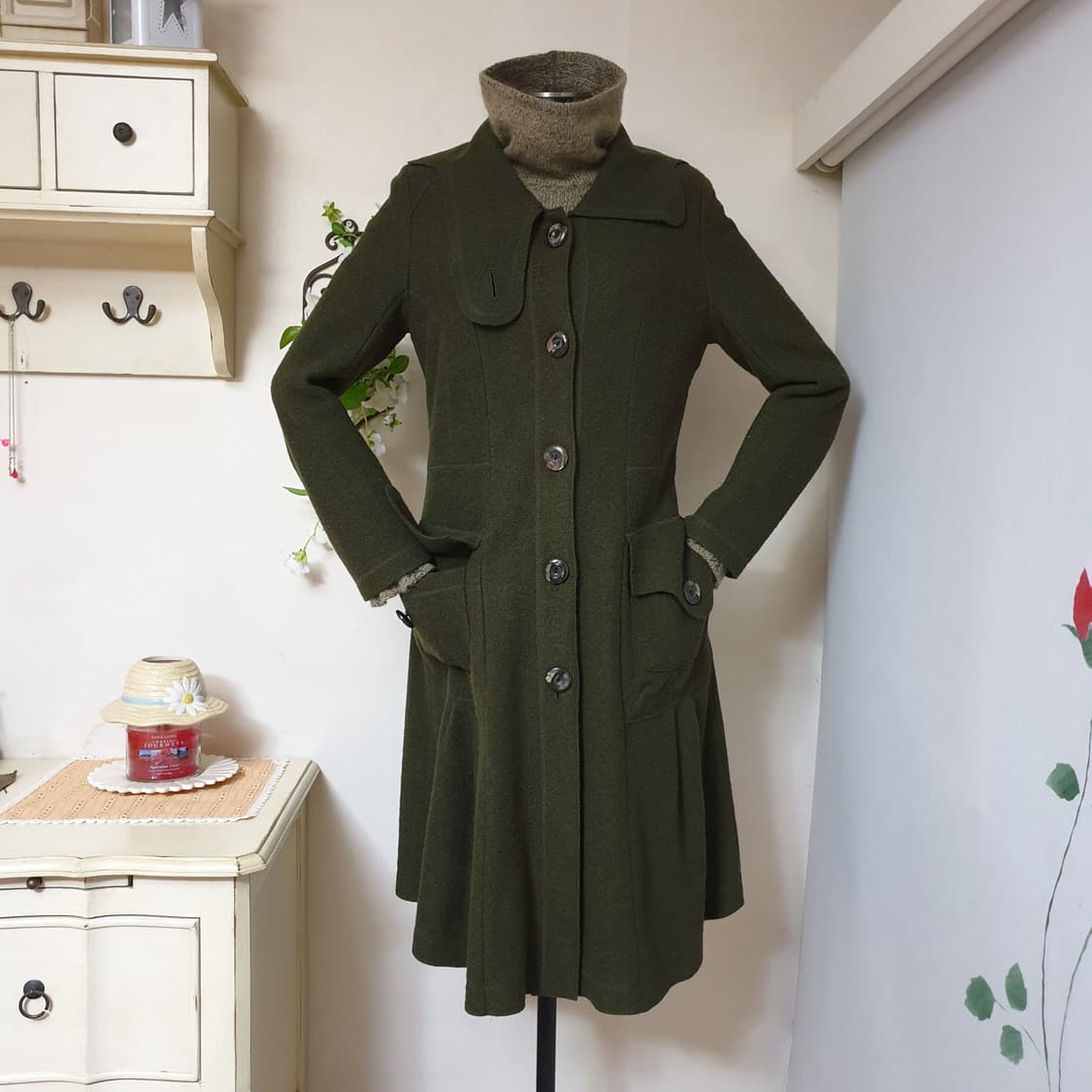 parceque mode 울나일론혼방 하이넥카라 핏앤플레어 슬림핏 코트 상품이미지4