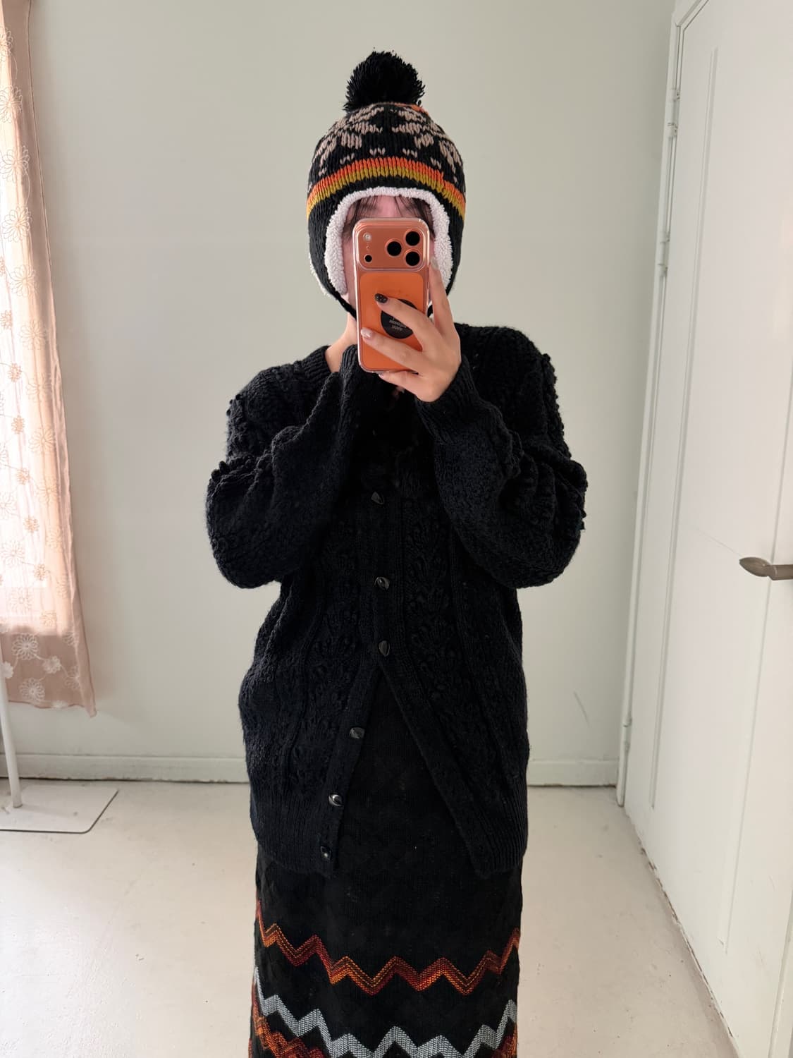 일본빈티지 블랙 울 니트 가디건 상품이미지4