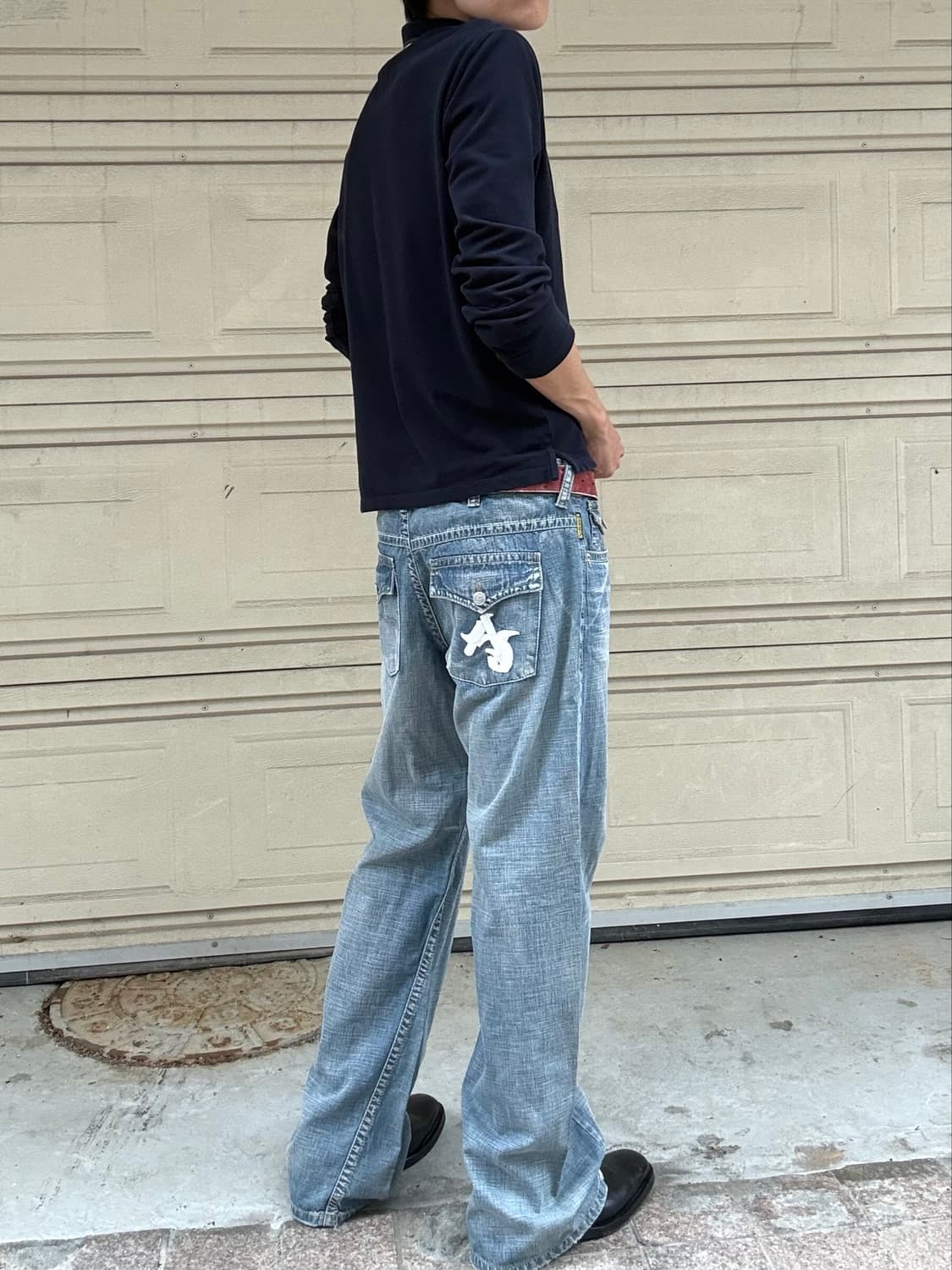 00s Armani big letter wide jeans 상품이미지3