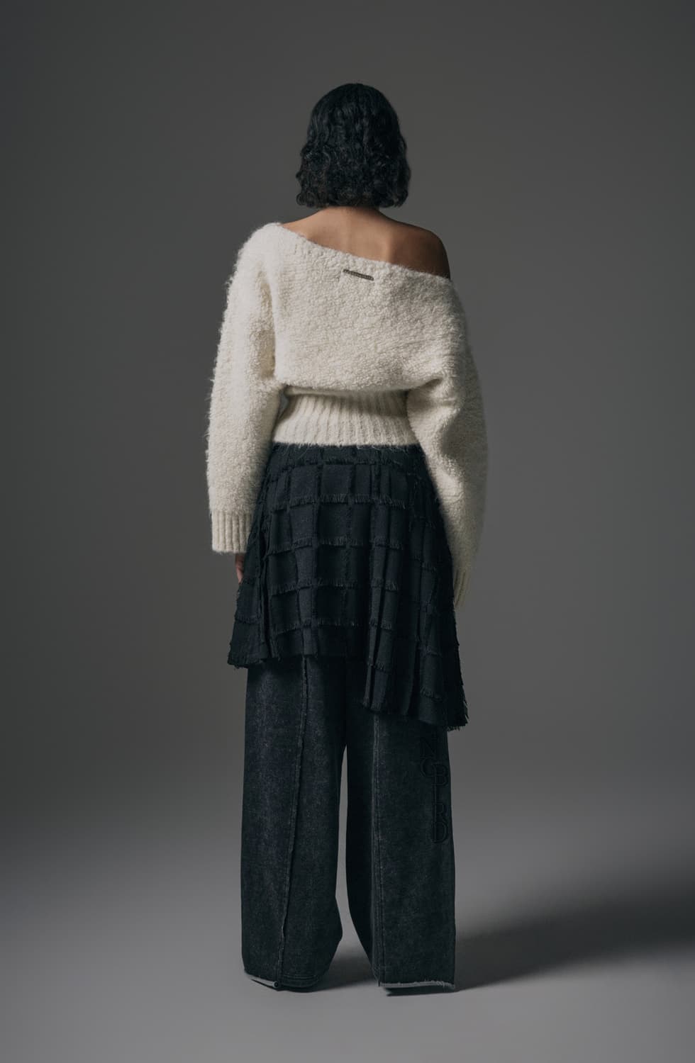 트리밍버드 알파카 부클 오프숄더 니트 아이보리 상품이미지6