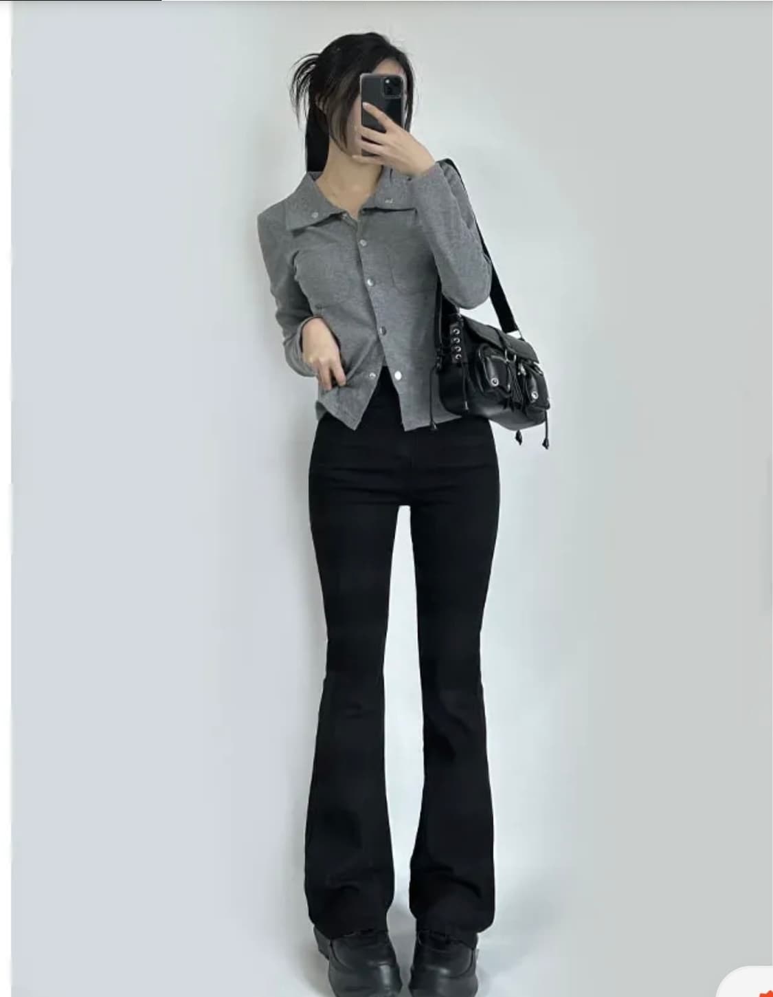 미오 블랙 슬림 부츠컷 팬츠 M 상품이미지2