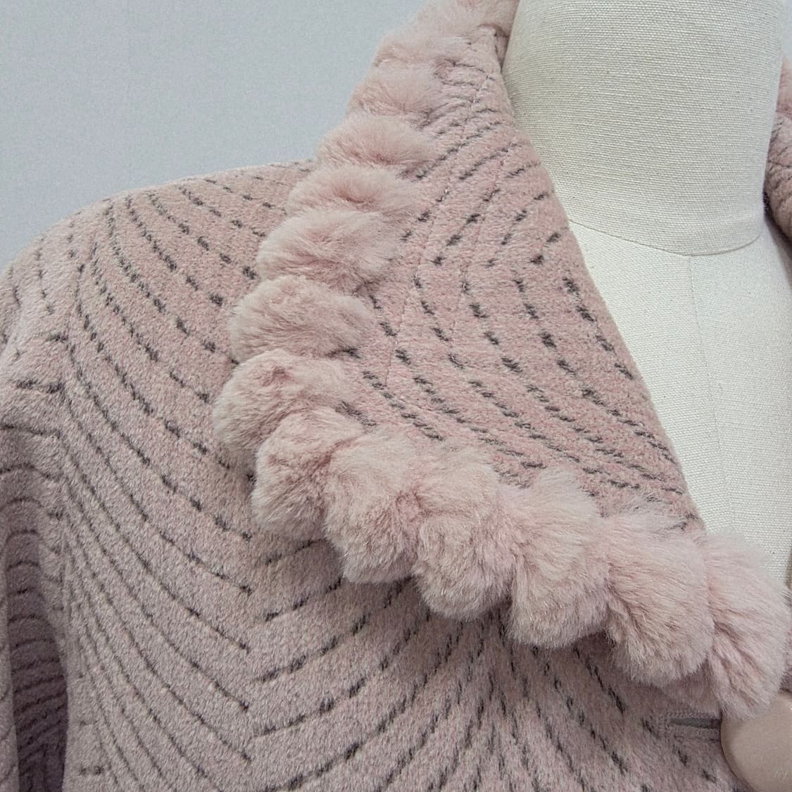 앙고라 울 로즈핑크 카라퍼 하프코트 상품이미지7