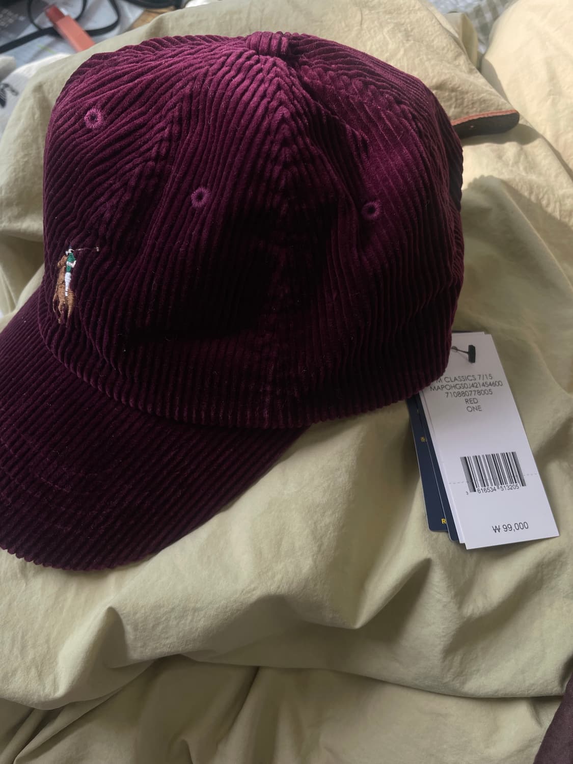 오늘만!! ) 택 있는 새상품🤍 폴로 랄프로렌 코듀로이 볼캡(정가 99 상품이미지3