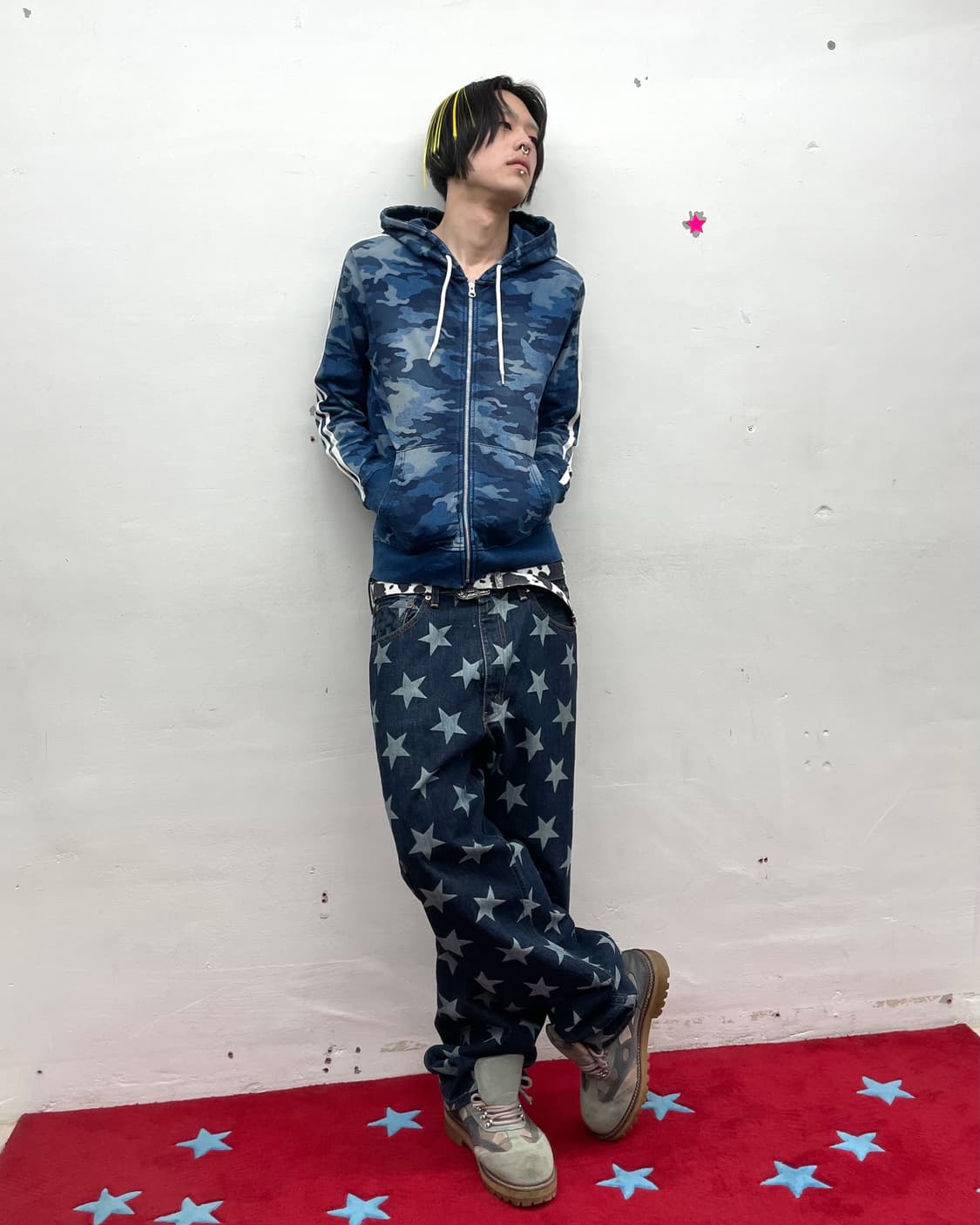 Blue Camo Stripe Hooded Zip-Up  상품이미지6
