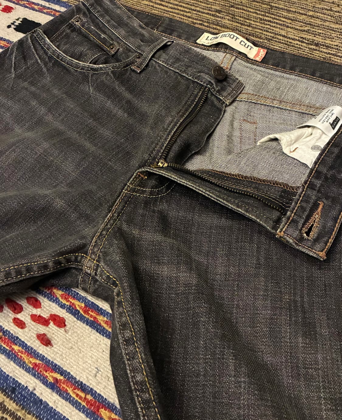 (33)00s Levis 리바이스 527 로우 부츠컷 흑청 데님 청바지 상품이미지3