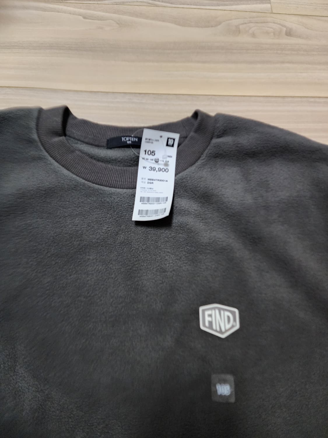 탑테후리스맨투맨다크그레이105사이즈 상품이미지3