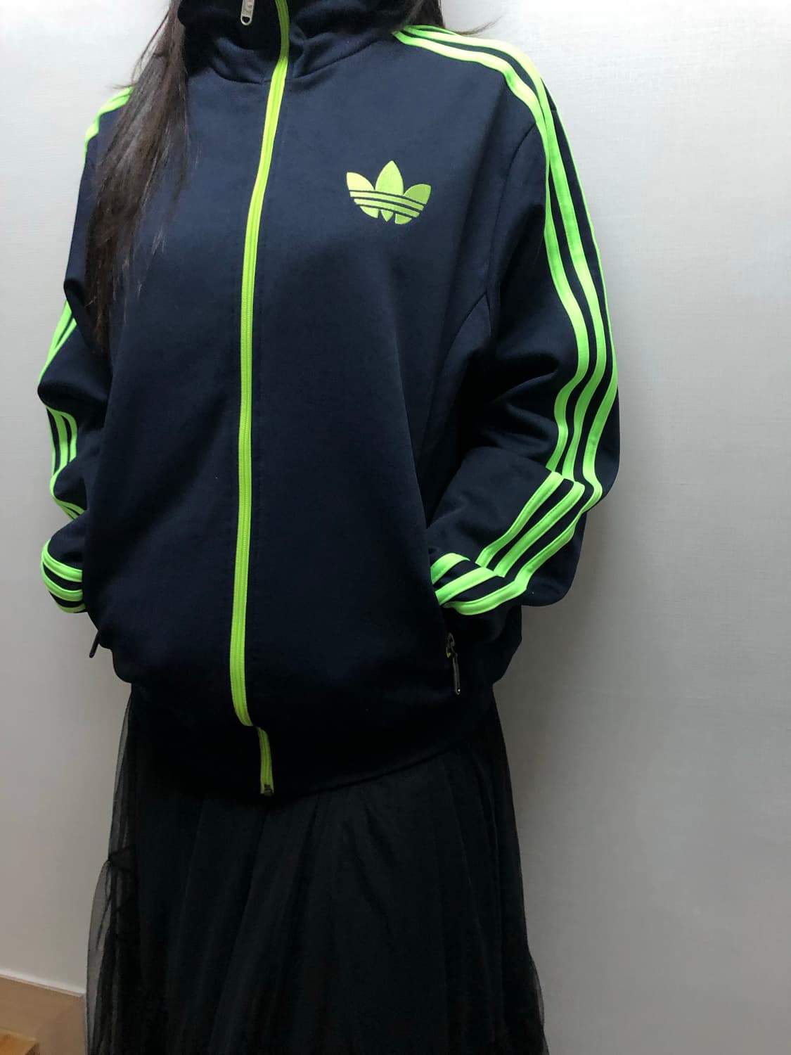 빈티지 아디다스 네이비 그린 파이어버드 져지 상품이미지3
