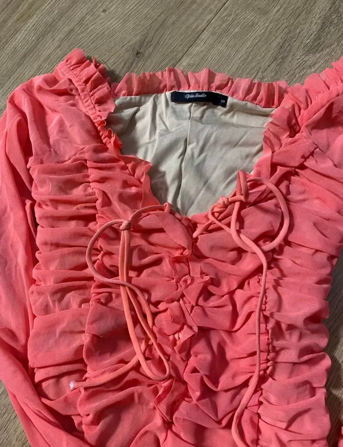 살몬 핑크 셔링 원피스 상품이미지9