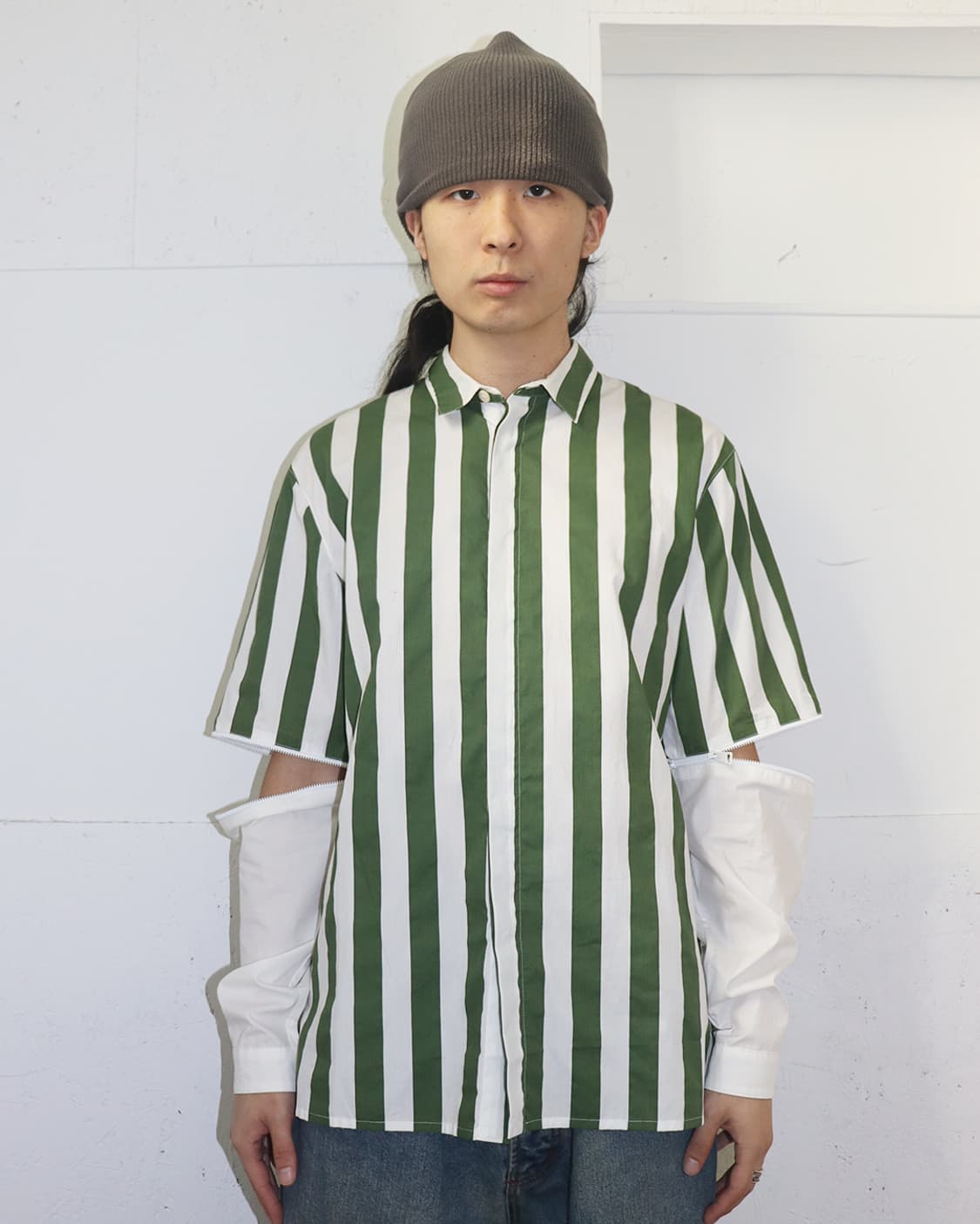 써네이 디테쳐블 슬리브 스트라이프 셔츠 상품이미지1