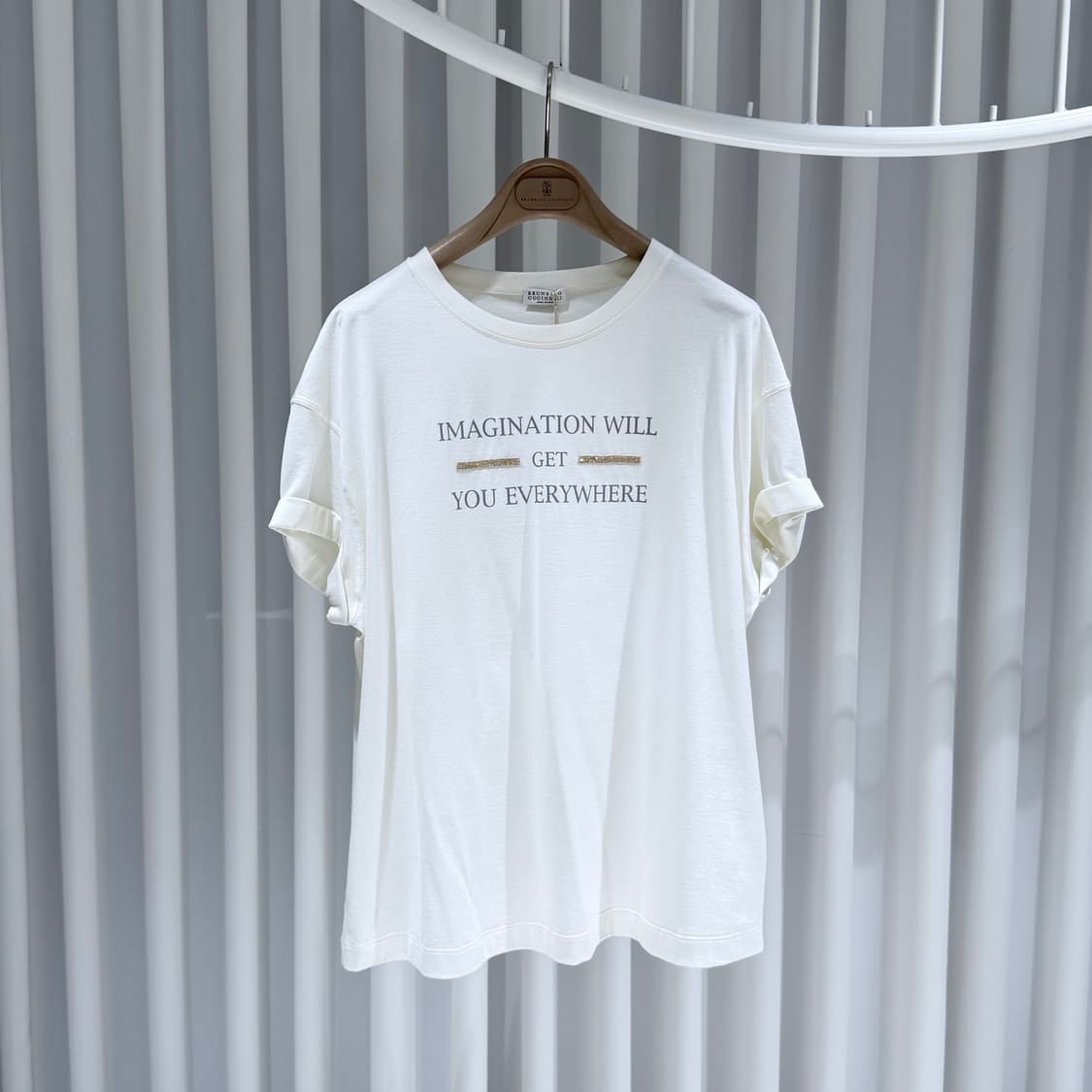 (A+/XL) / 브루넬로쿠치넬리 프린트 화이트 코튼 반팔 티셔츠 상품이미지1