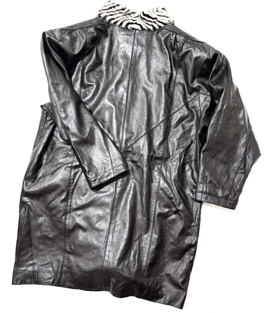 밍크 퍼 트림 레더 코트 상품이미지3