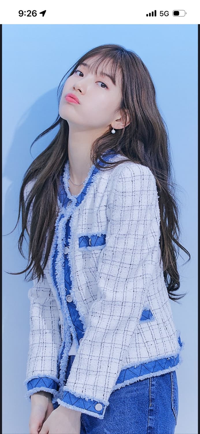 게스 수지 화보 데님 트리밍 트위드 자켓 하객룩 라보빈티지 서쿠키 상품이미지8