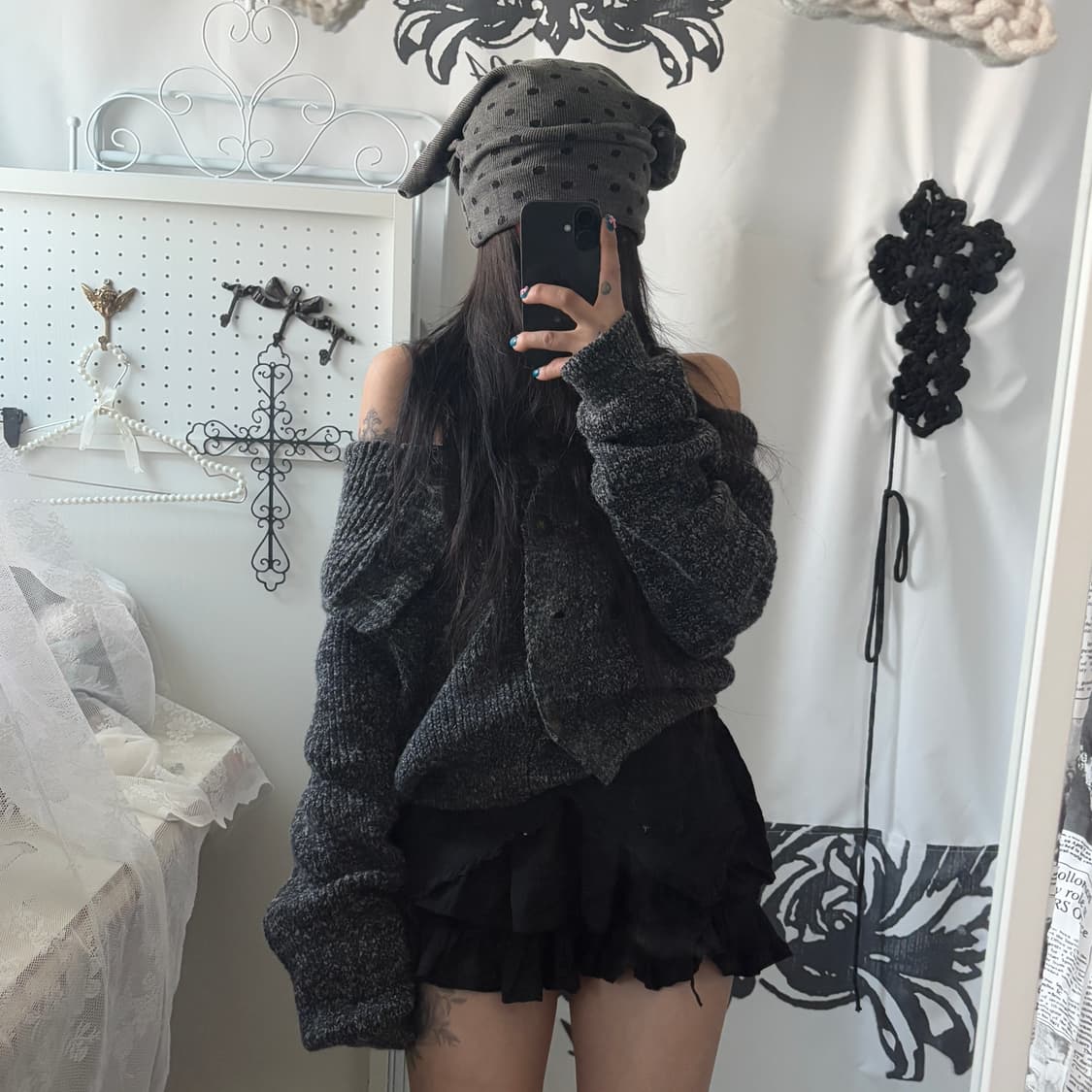 사화룸 도트 캣 비니 상품이미지2